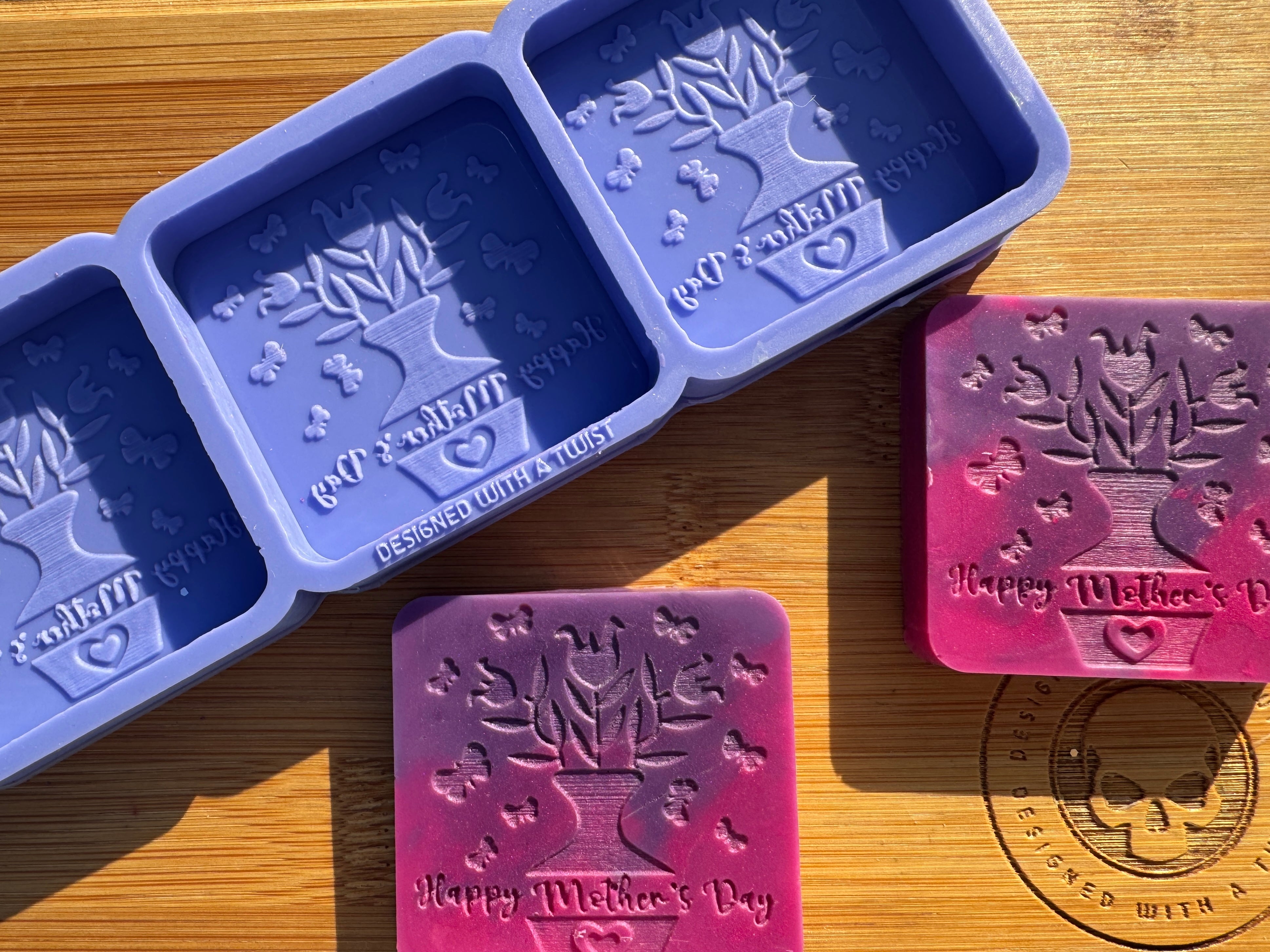 Happy Mothers Day Flowers Silicone Mold Trio