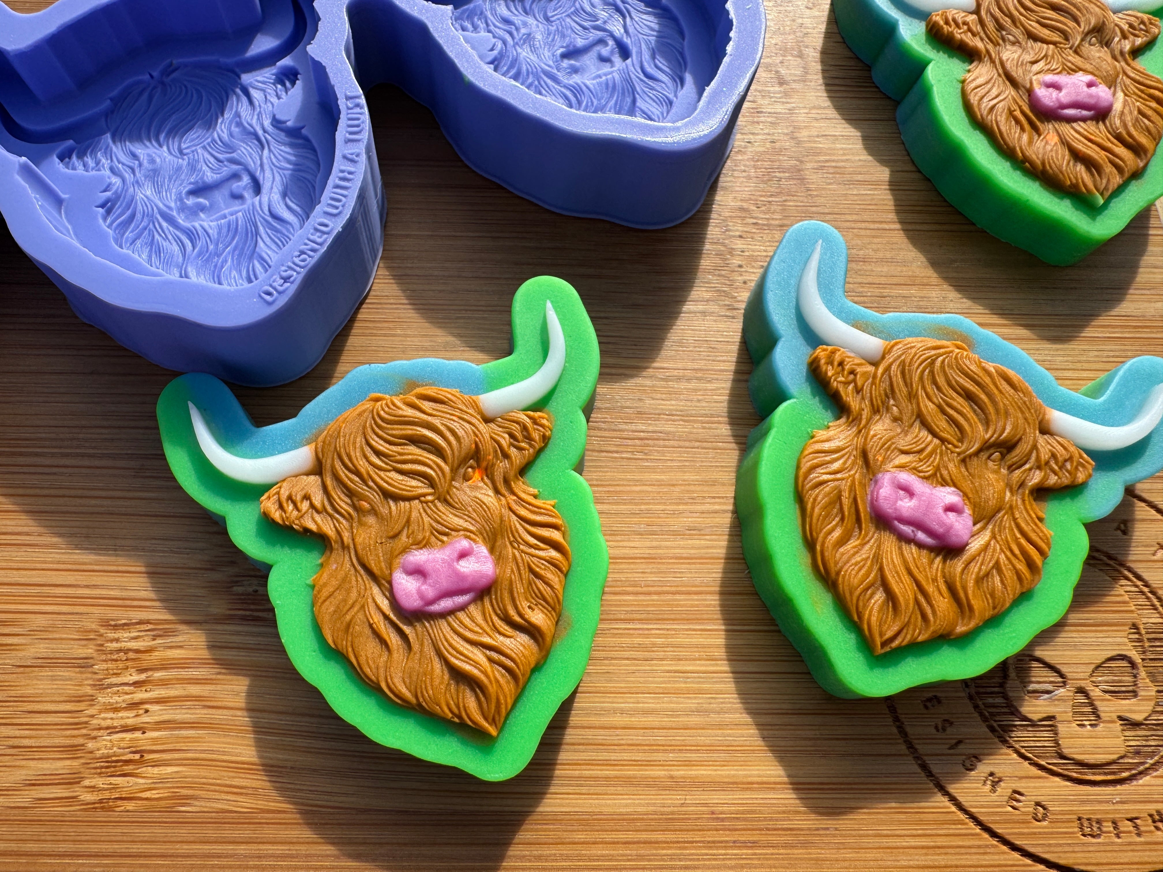 3D Highland Cow Silicone Mold Trio