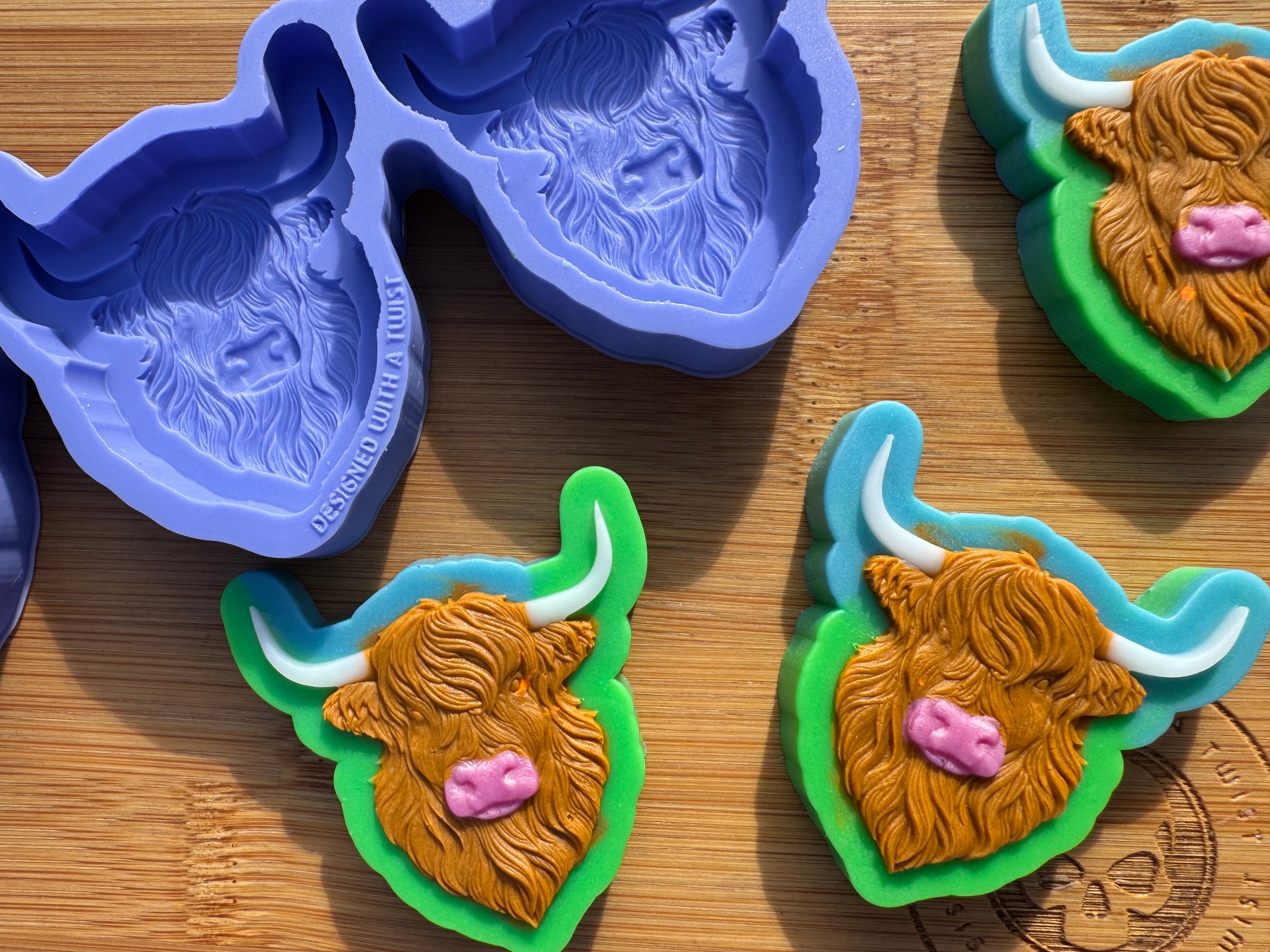 3D Highland Cow Silicone Mold Trio