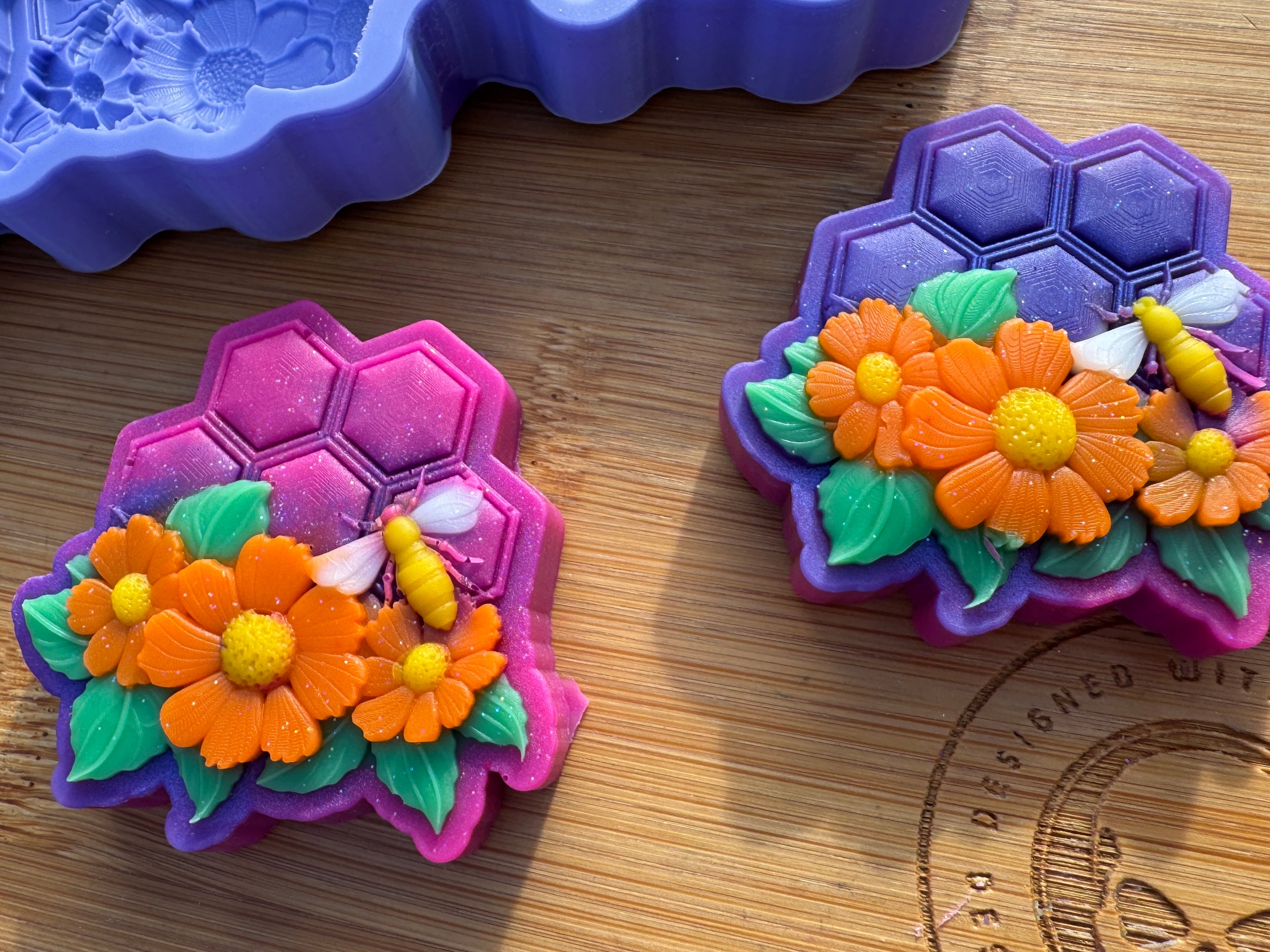 Honeycomb Flowers Silicone Mold Trio