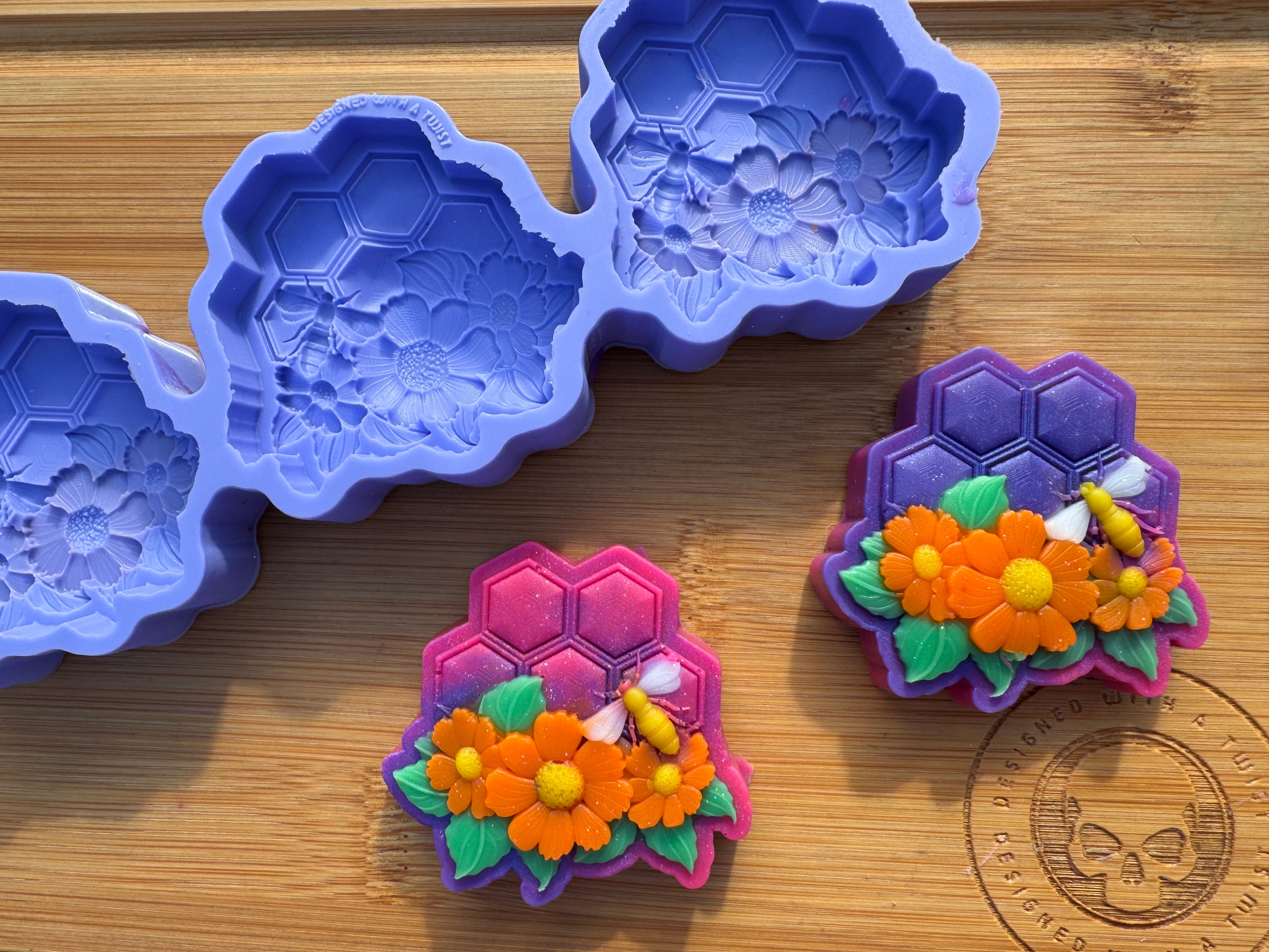 Honeycomb Flowers Silicone Mold Trio