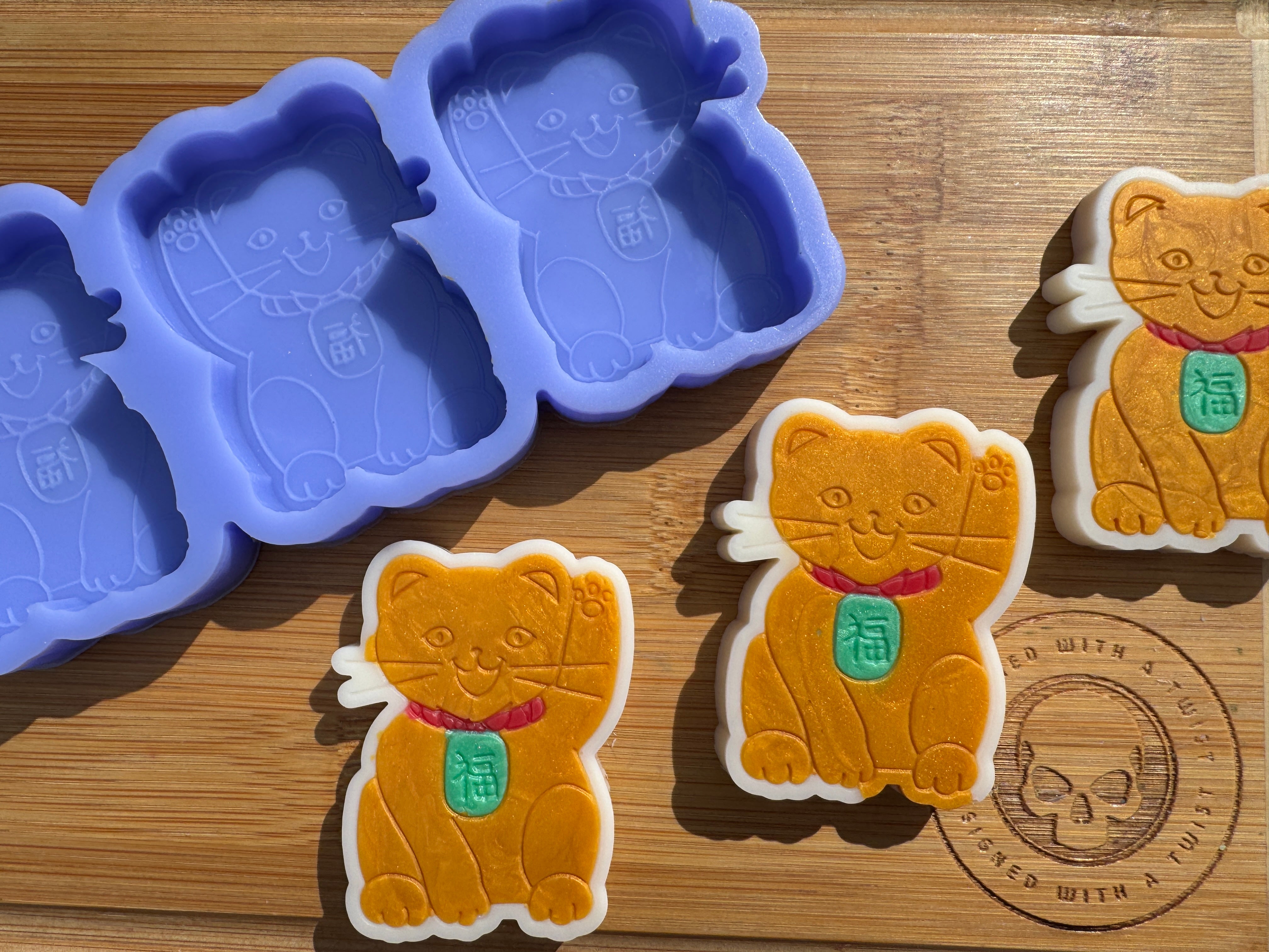 Lucky Cat Silicone Mold Trio