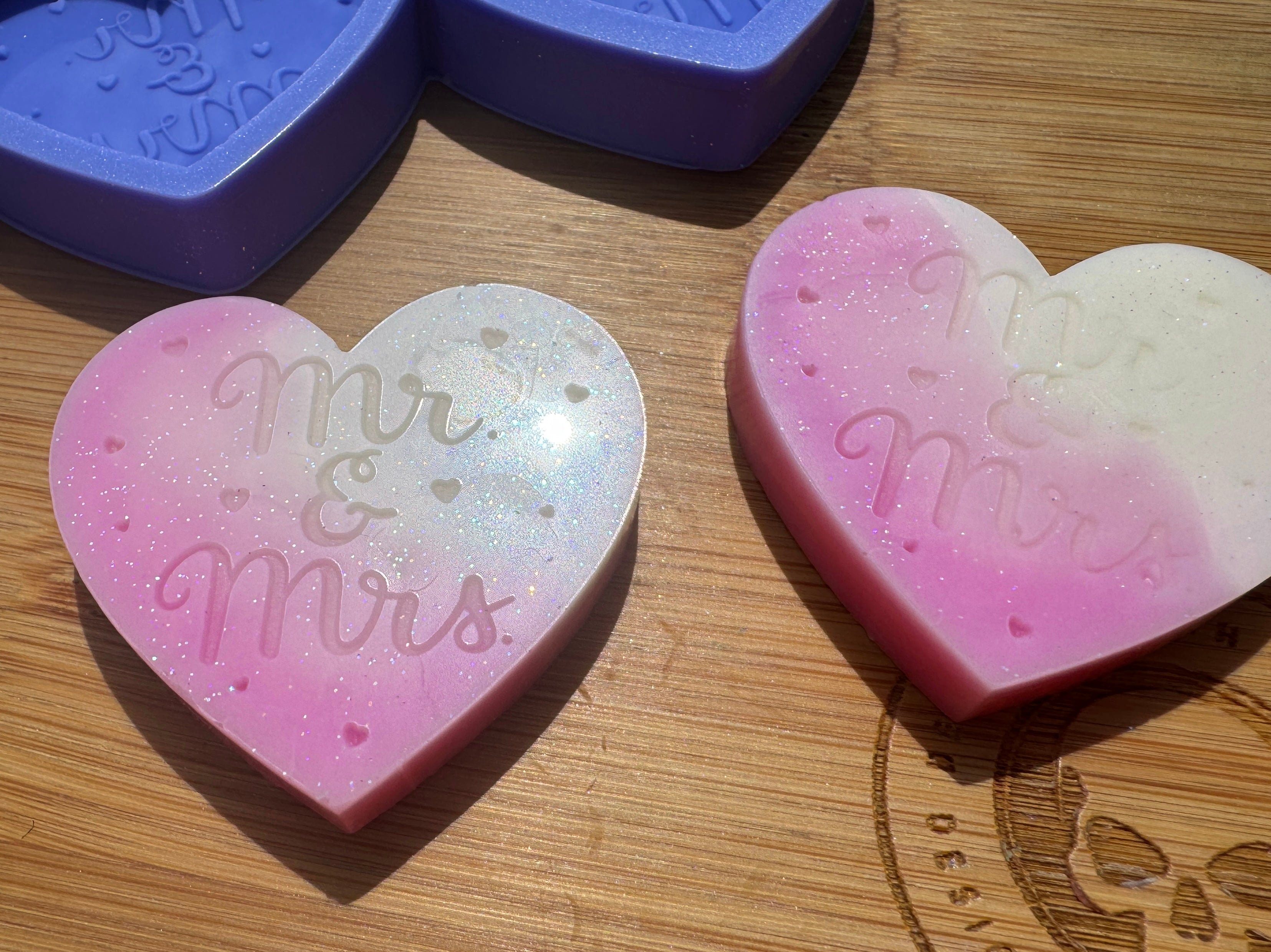 Mr & Mrs Heart Silicone Mold Trio