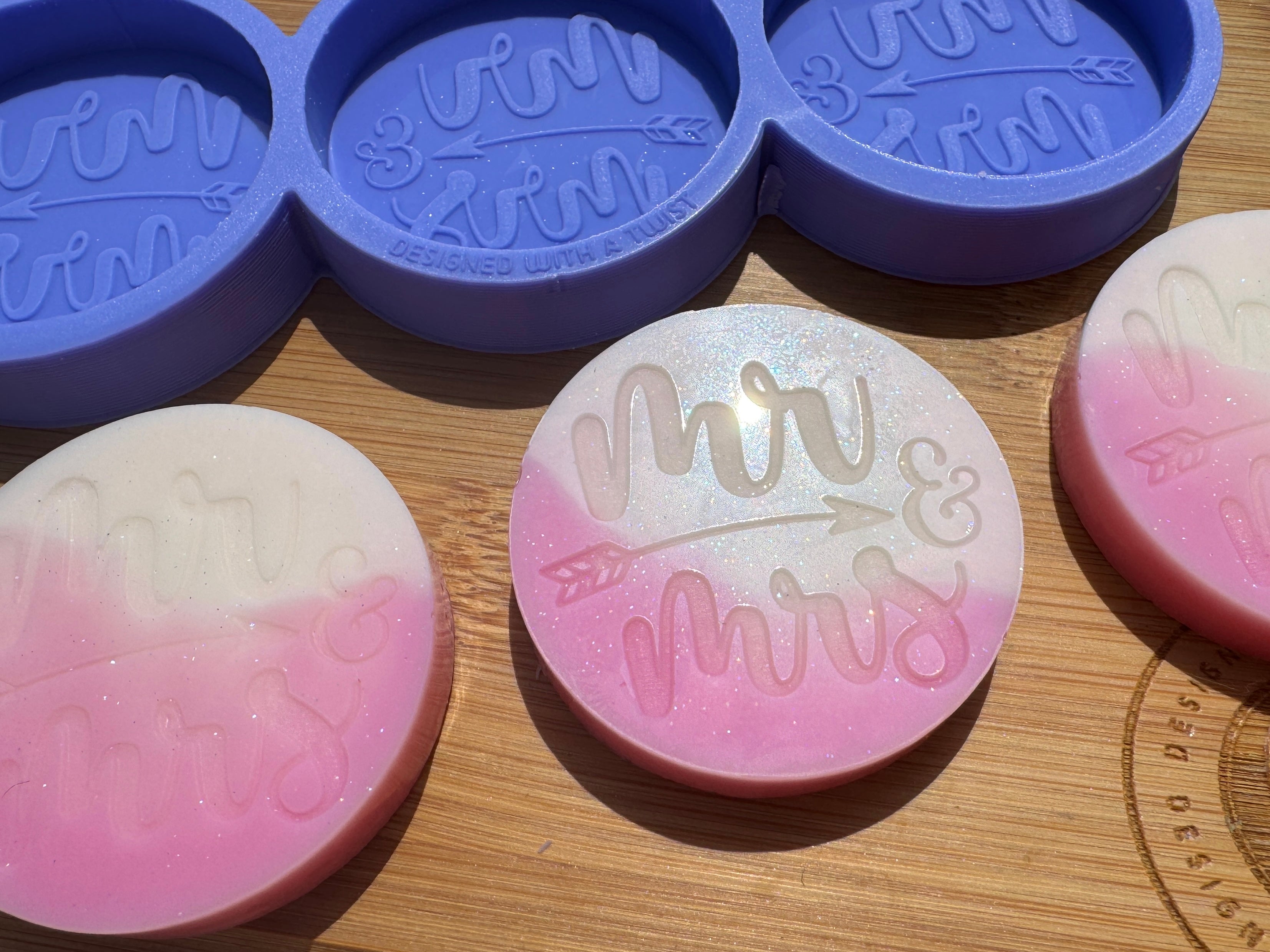 Mr & Mrs Circle Silicone Mold Trio