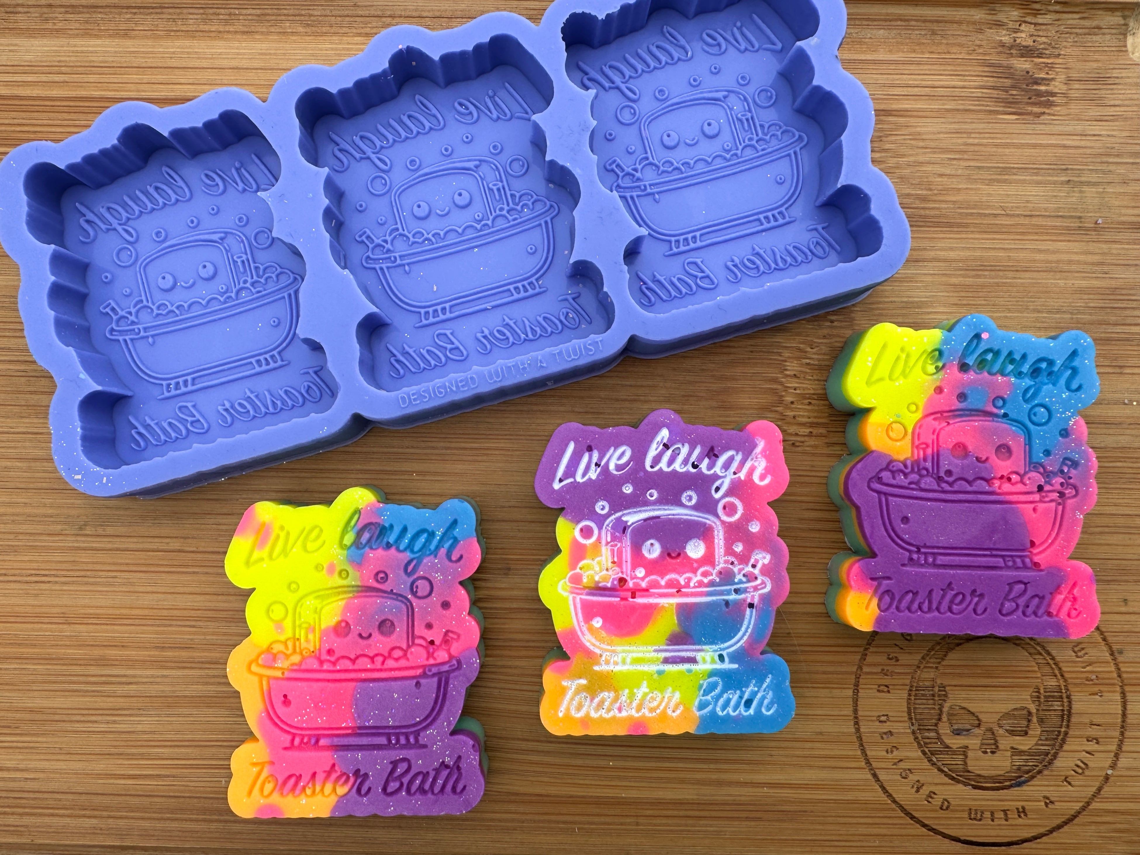 Live, Laugh, Toaster Bath Silicone Trio Mold