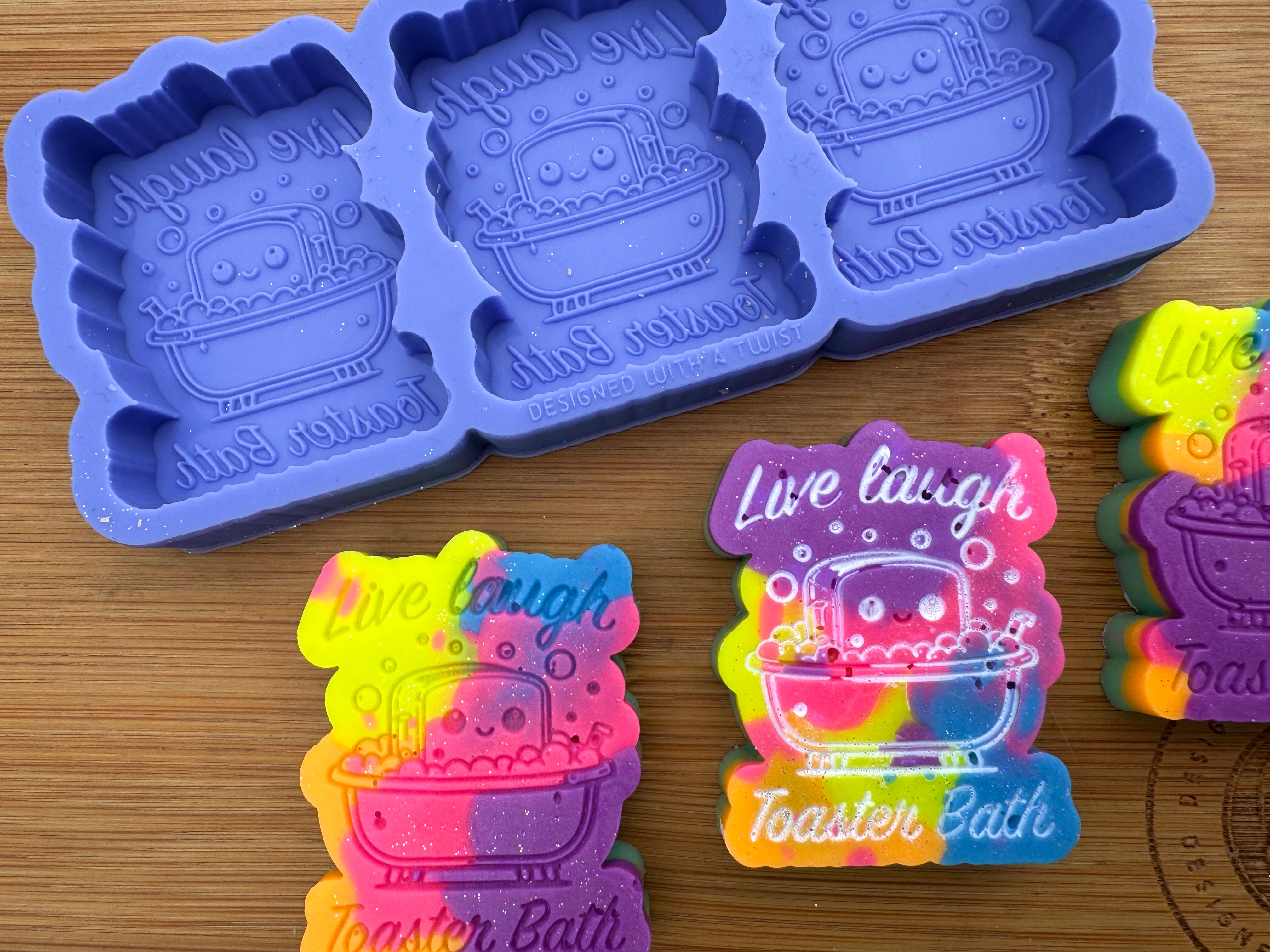 Live, Laugh, Toaster Bath Silicone Trio Mold