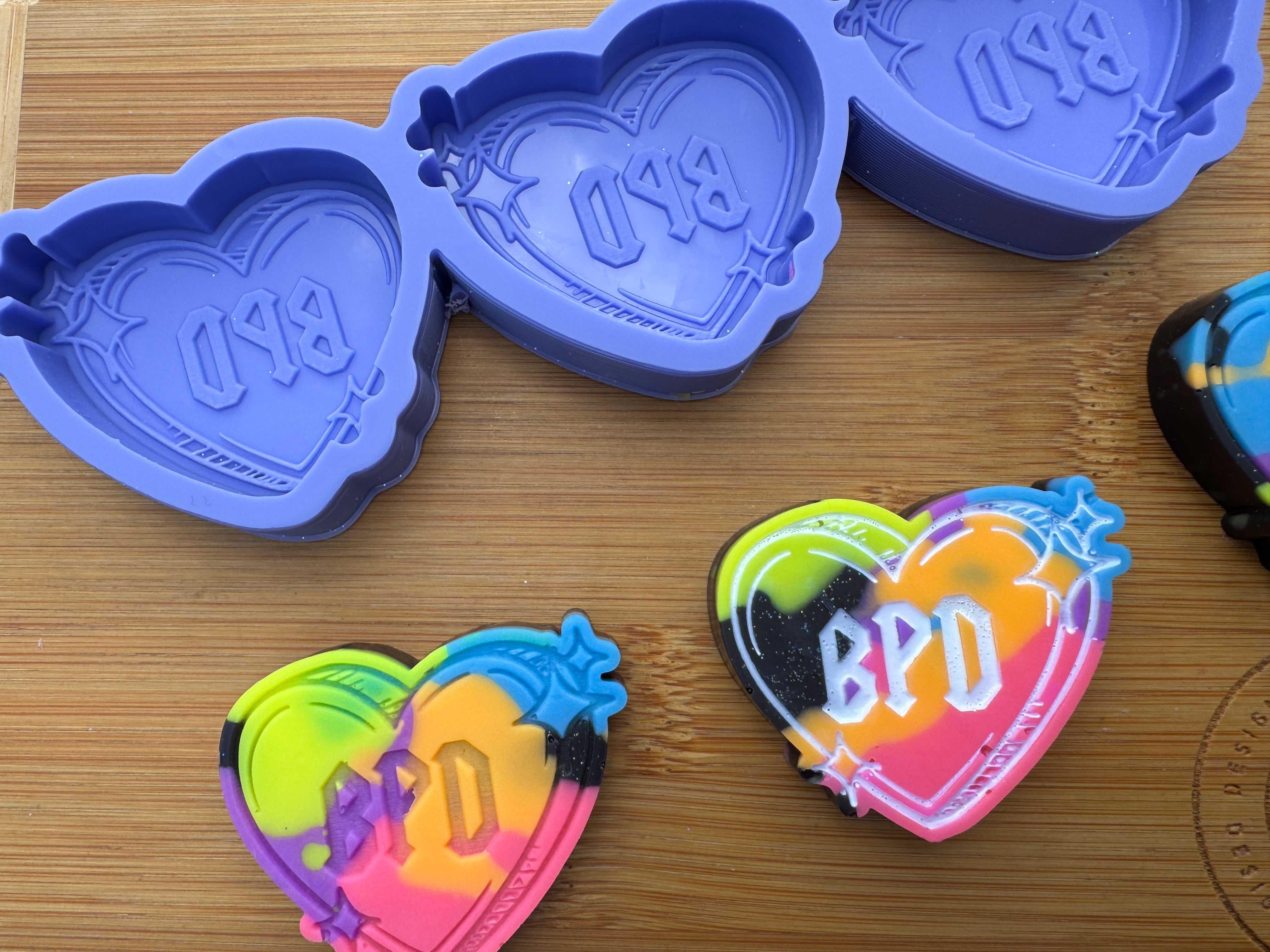BPD Invisible Illness Awareness Heart Silicone Trio Mold