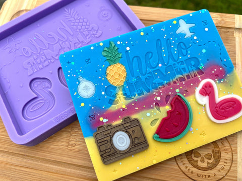 Hello Summer Mini Slab Silicone Mold - Designed with a Twist - Top quality silicone molds made in the UK.