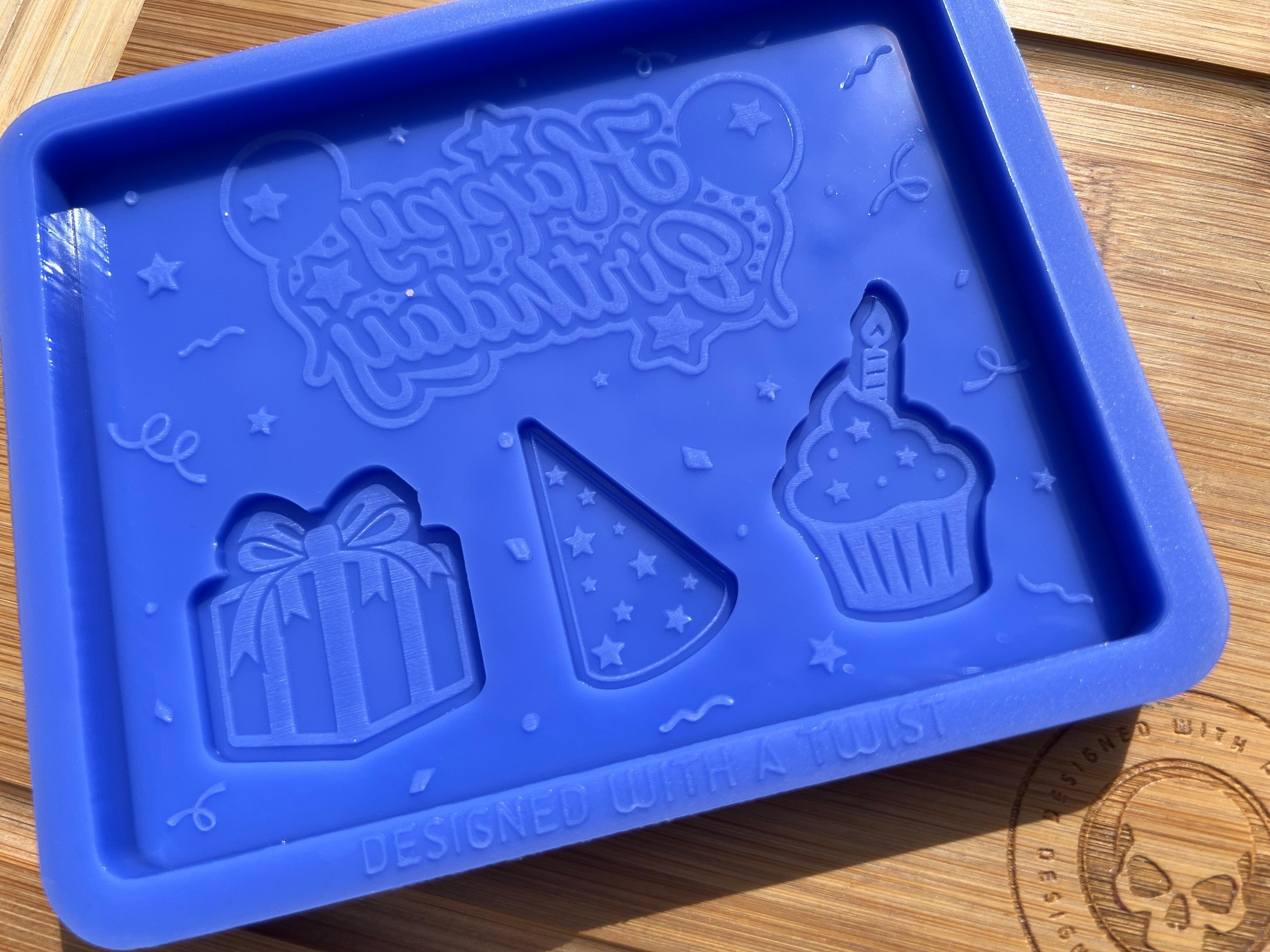 Happy Birthday Mini Slab Silicone Mold - Designed with a Twist - Top quality silicone molds made in the UK.