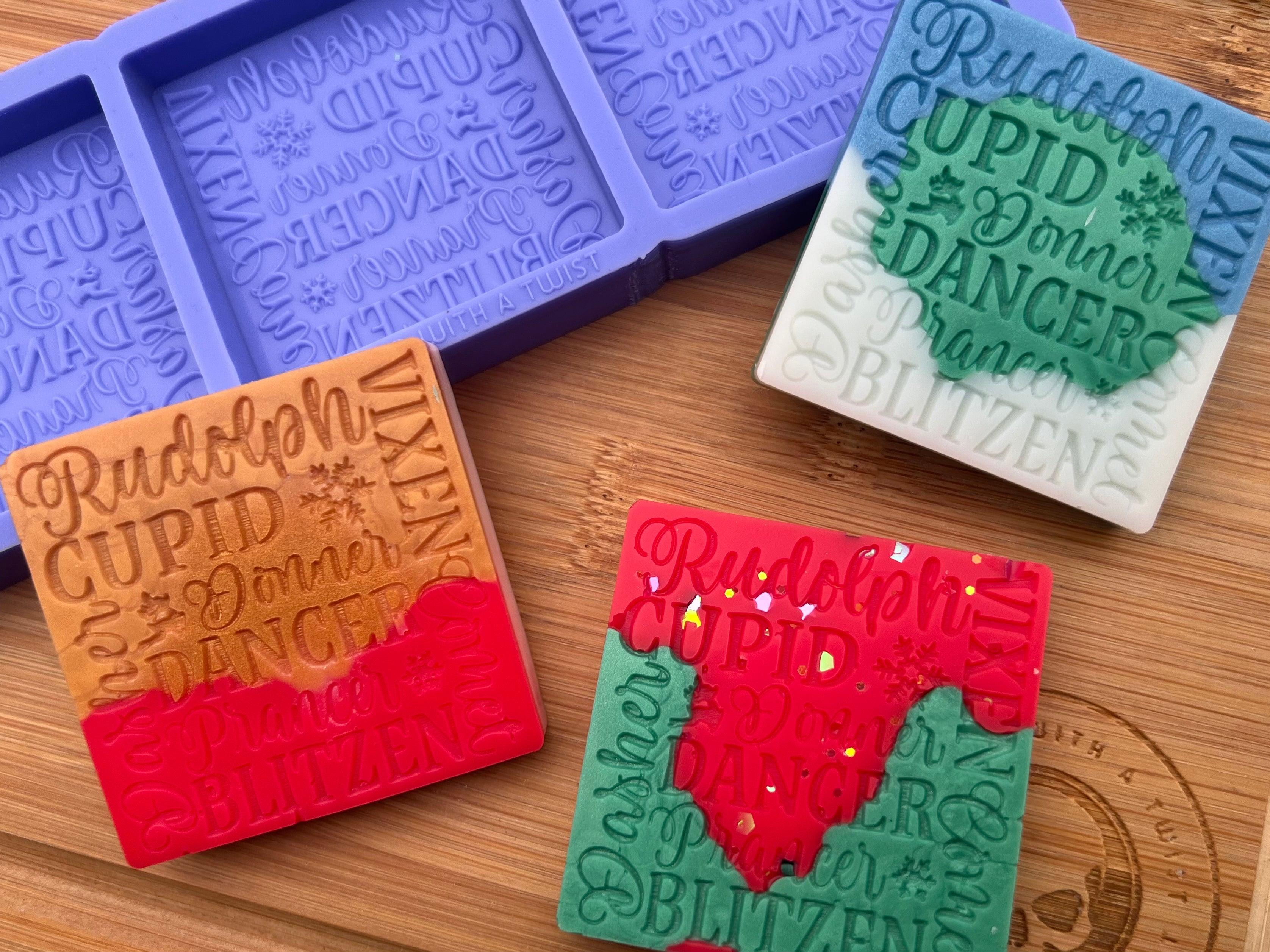 Reindeer Names Wax Melt Silicone Mold - Designed with a Twist - Top quality silicone molds made in the UK.