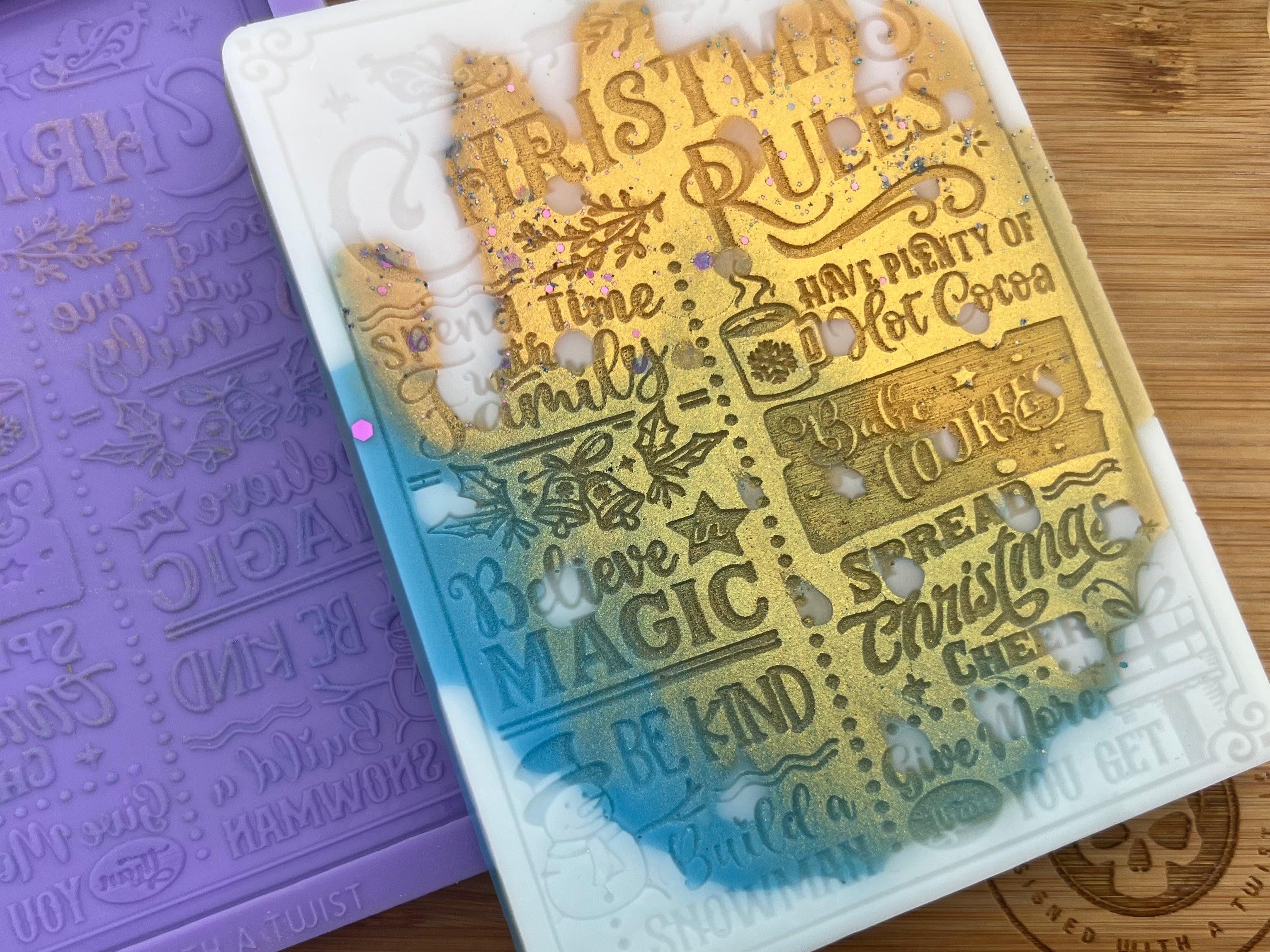 Christmas Rules Mini Slab Silicone Mold - Designed with a Twist - Top quality silicone molds made in the UK.