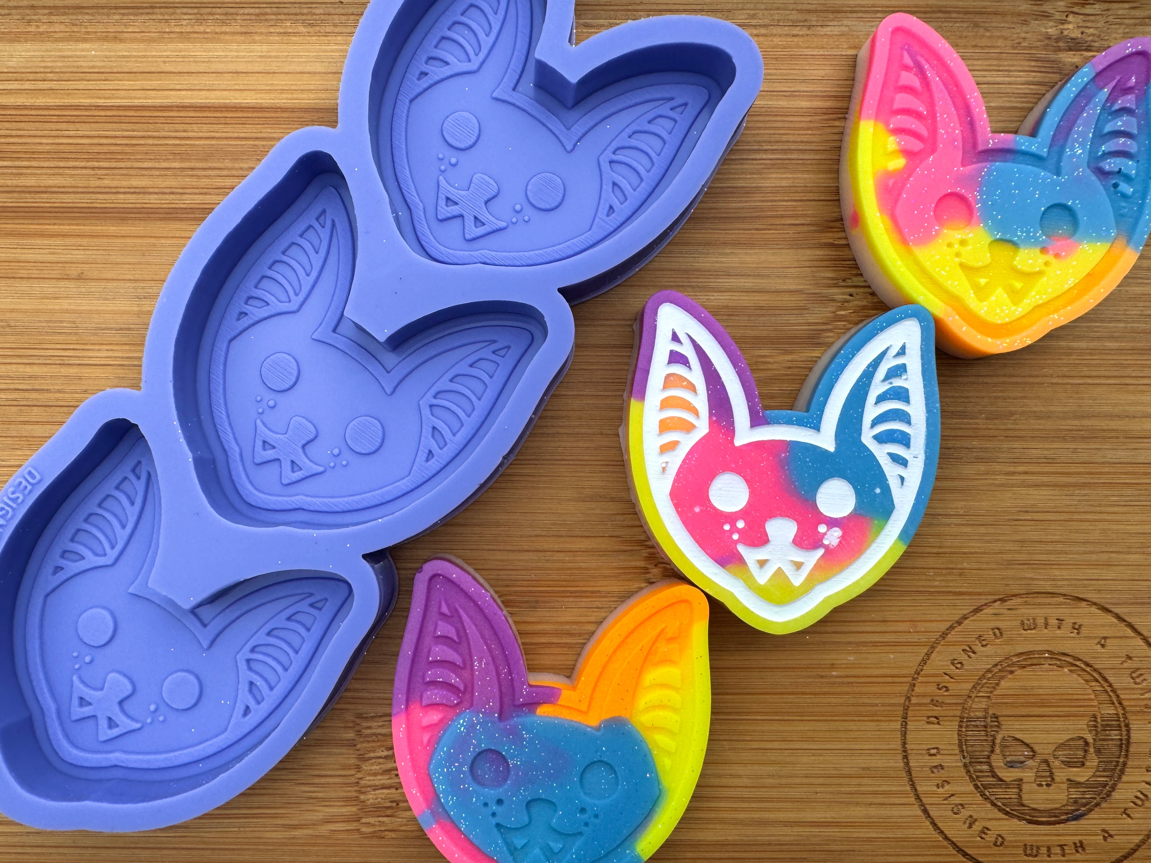 Cute Vampire Bat Face Silicone Trio Mold
