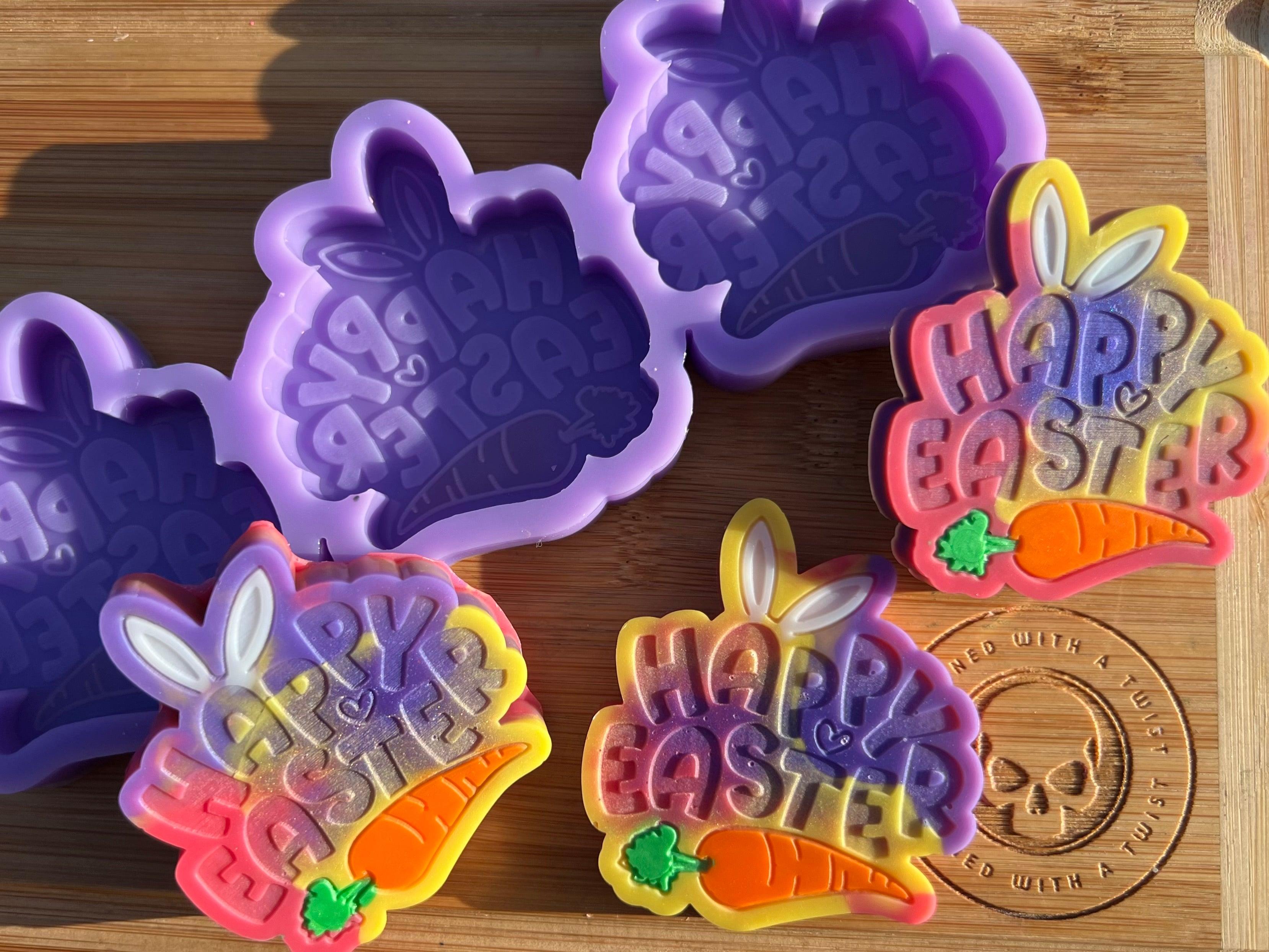 Happy Easter Wax Melt Silicone Mold - Designed with a Twist - Top quality silicone molds made in the UK.
