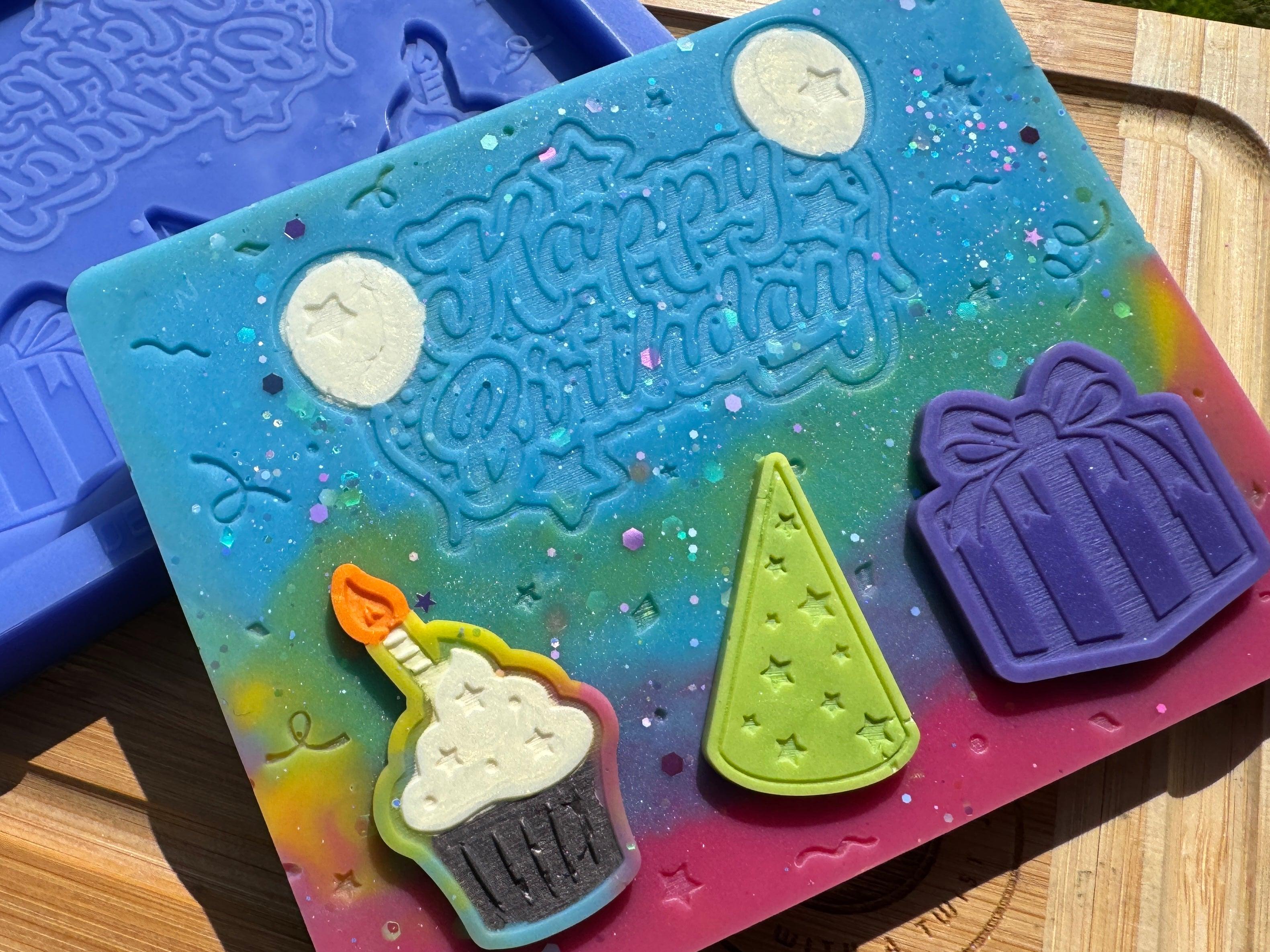 Happy Birthday Mini Slab Silicone Mold - Designed with a Twist - Top quality silicone molds made in the UK.