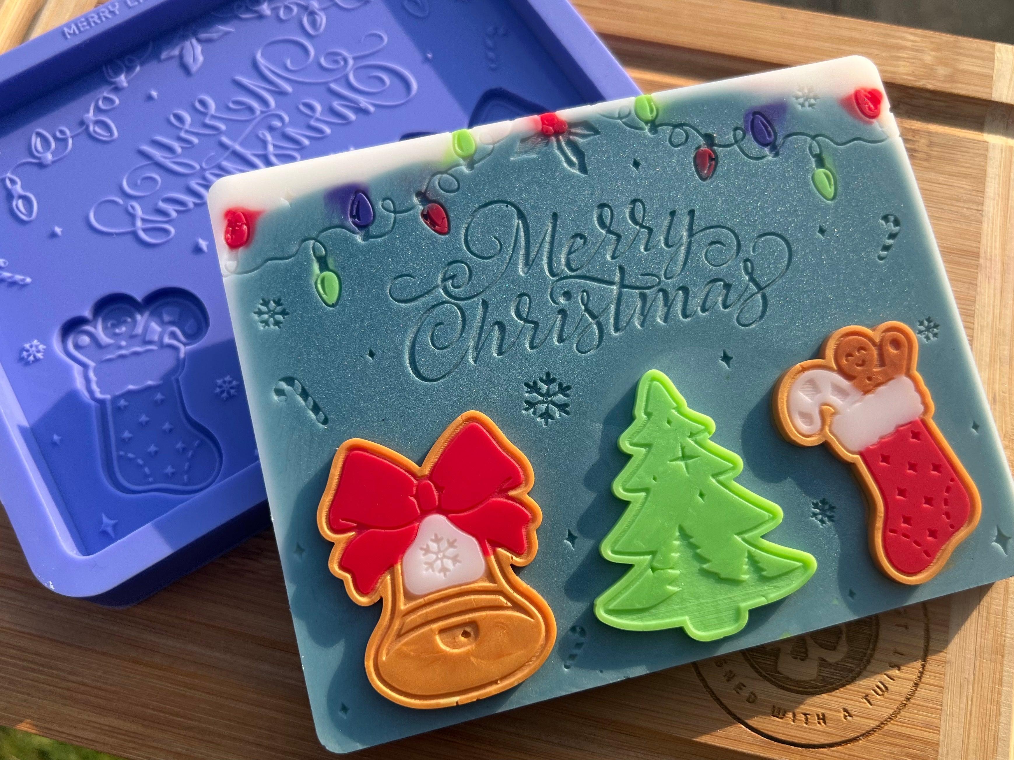 Merry Christmas Slab Silicone Mold - Designed with a Twist - Top quality silicone molds made in the UK.