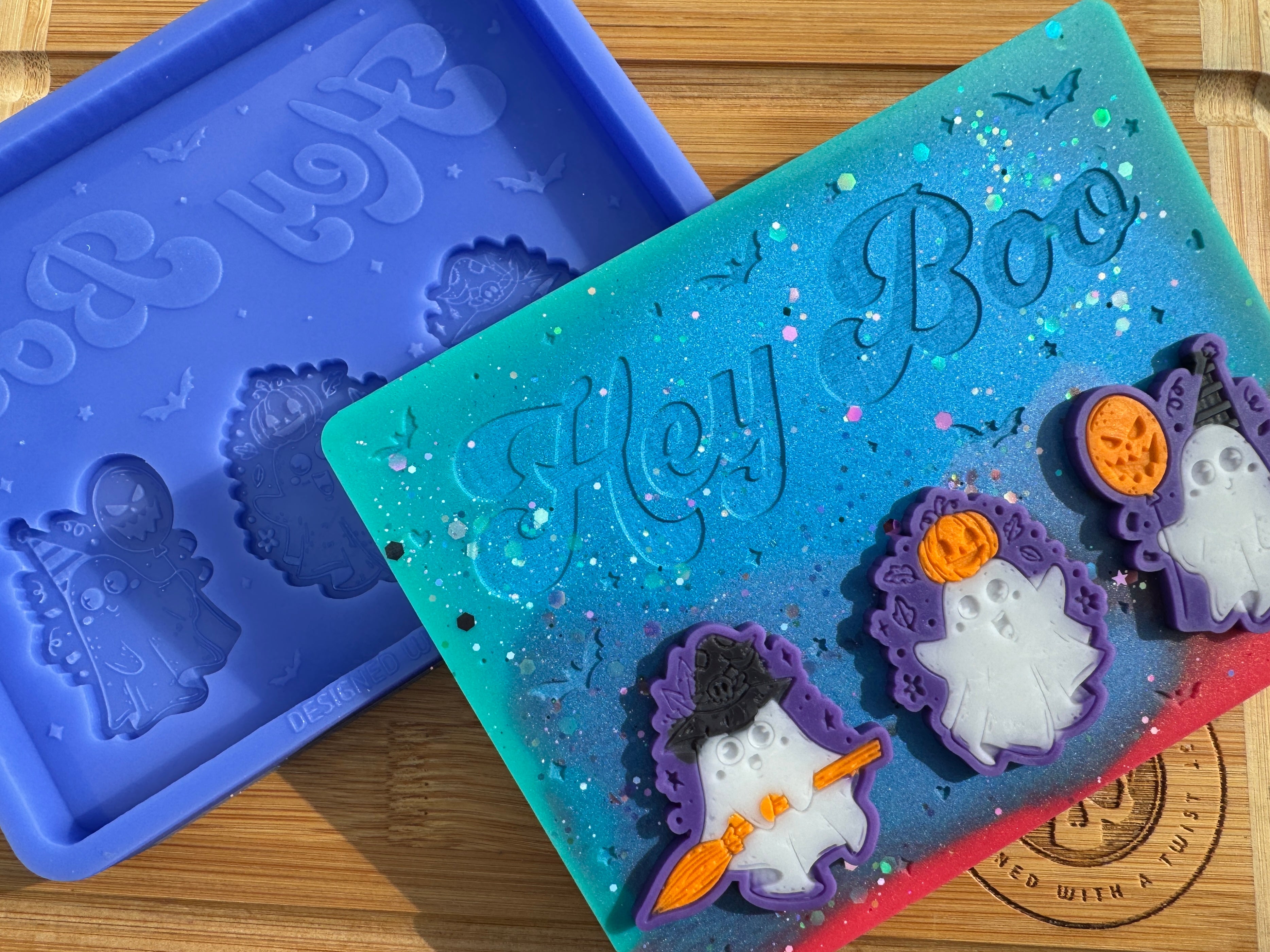 Hey Boo Halloween Mini Slab Silicone Mold