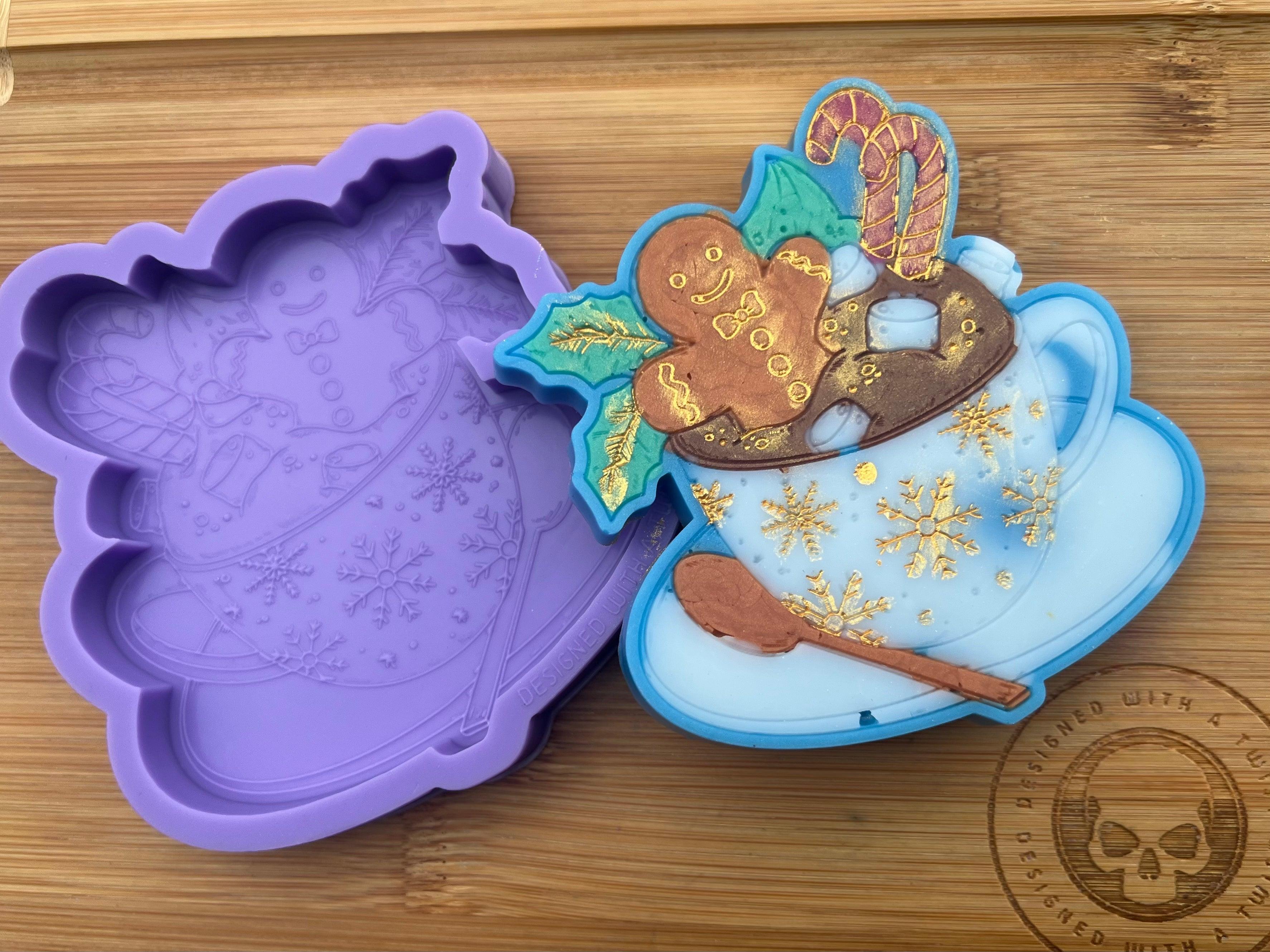 Large Winter Cuppa Wax Melt Silicone Mold - Designed with a Twist - Top quality silicone molds made in the UK.