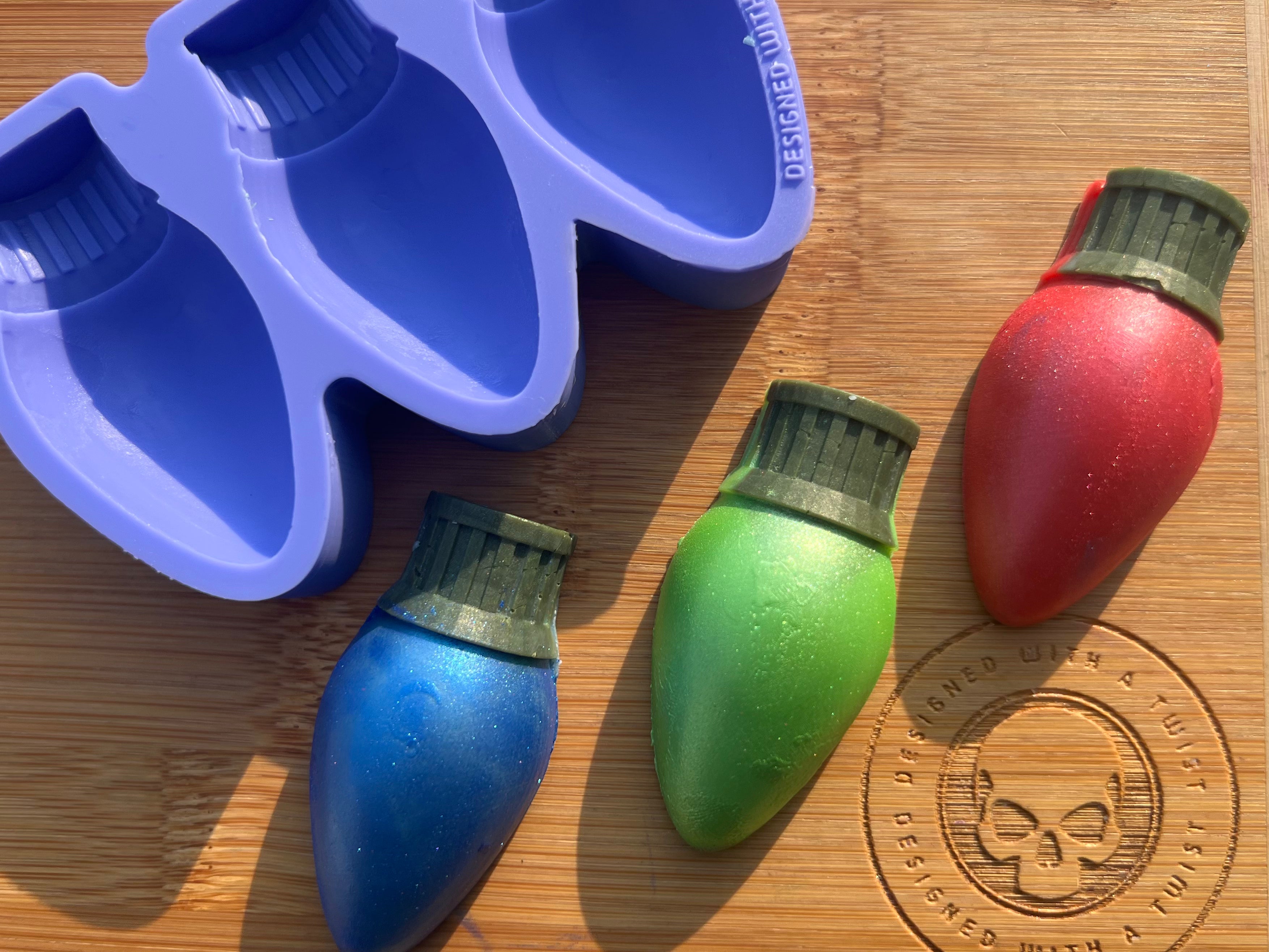 Retro Christmas Light Wax Melt Silicone Mold - Designed with a Twist - Top quality silicone molds made in the UK.