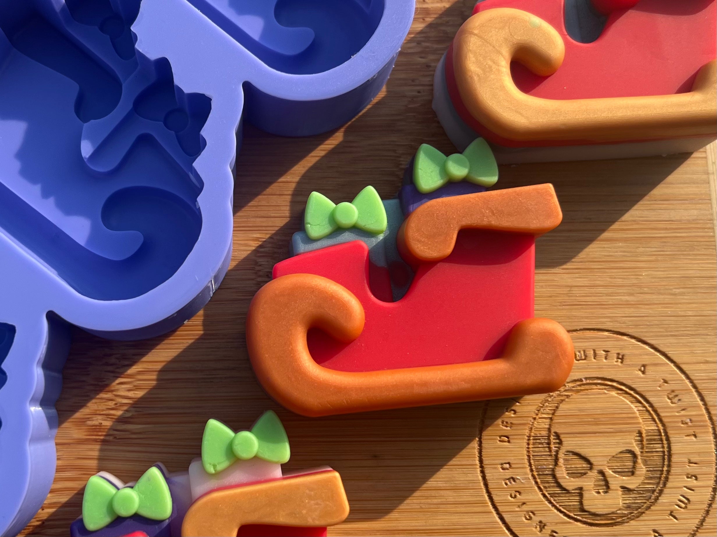 Santa's Sleigh Wax Melt Silicone Mold - Designed with a Twist - Top quality silicone molds made in the UK.