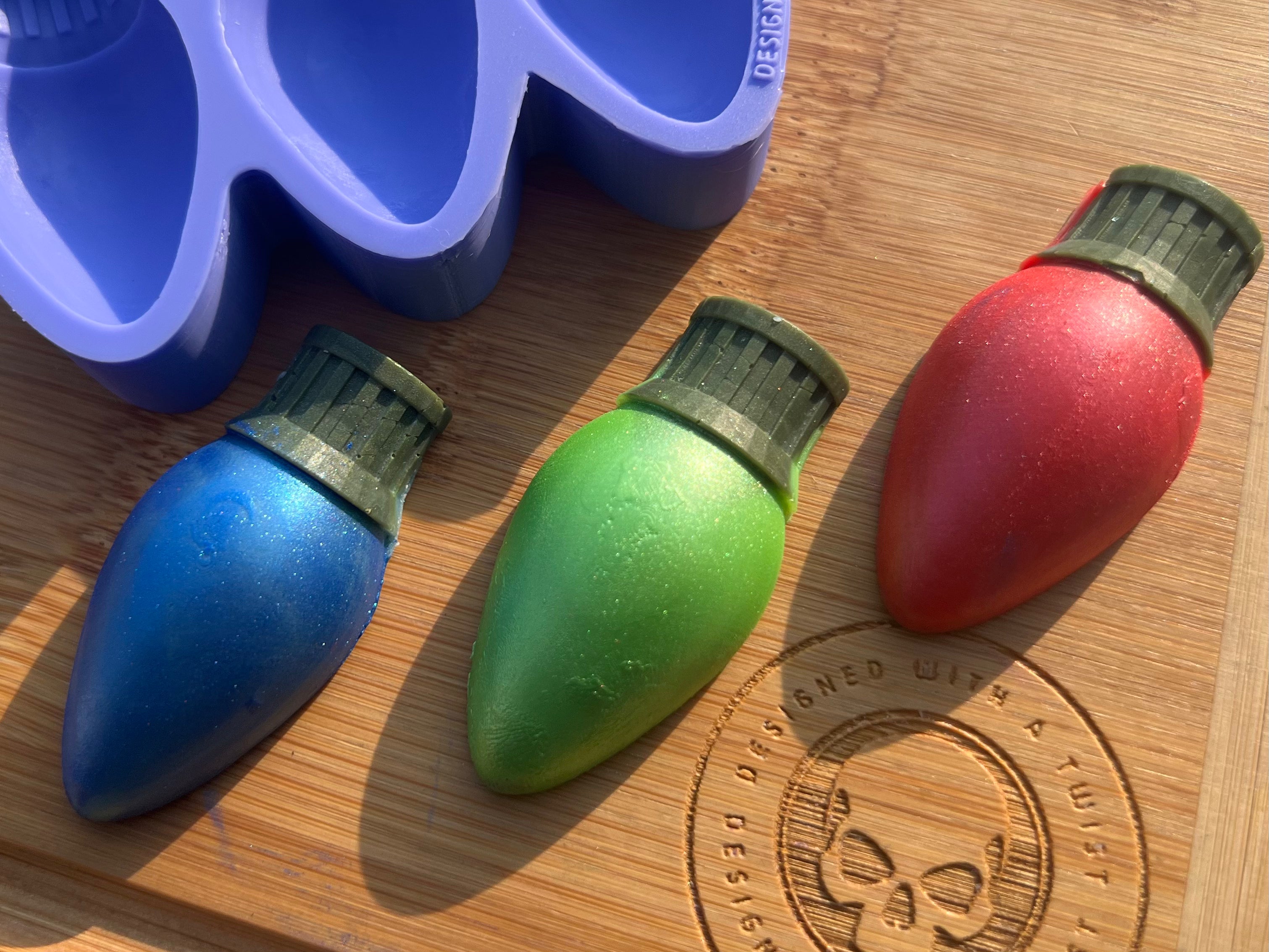 Retro Christmas Light Wax Melt Silicone Mold - Designed with a Twist - Top quality silicone molds made in the UK.