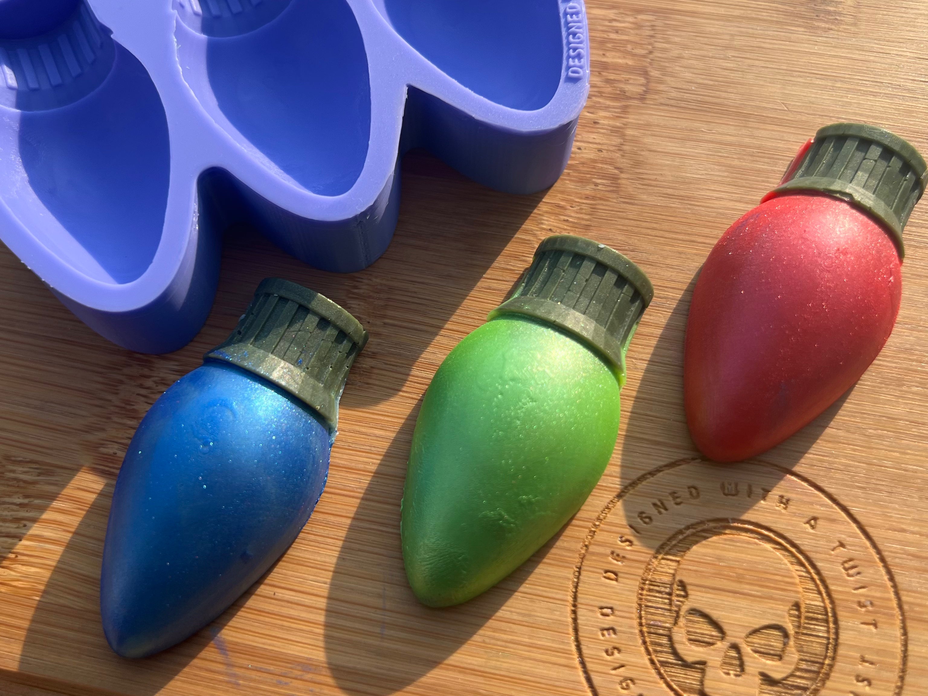 Retro Christmas Light Wax Melt Silicone Mold - Designed with a Twist - Top quality silicone molds made in the UK.
