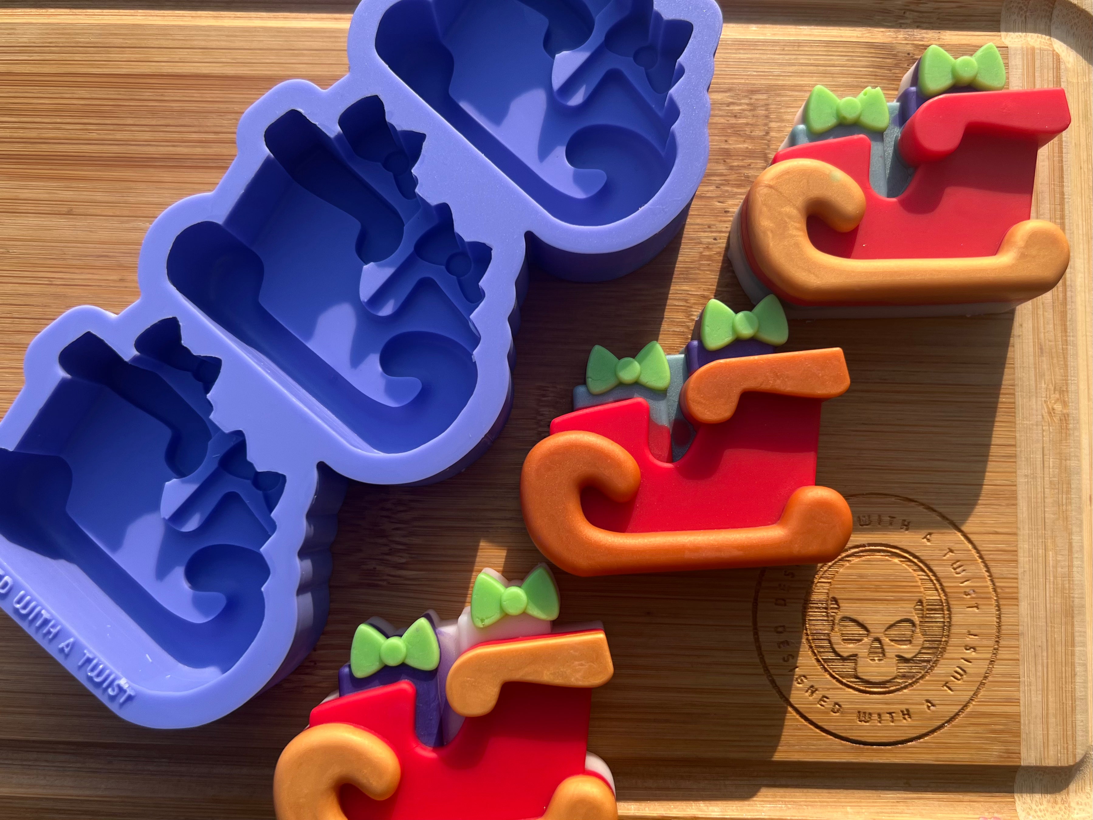 Santa's Sleigh Wax Melt Silicone Mold - Designed with a Twist - Top quality silicone molds made in the UK.