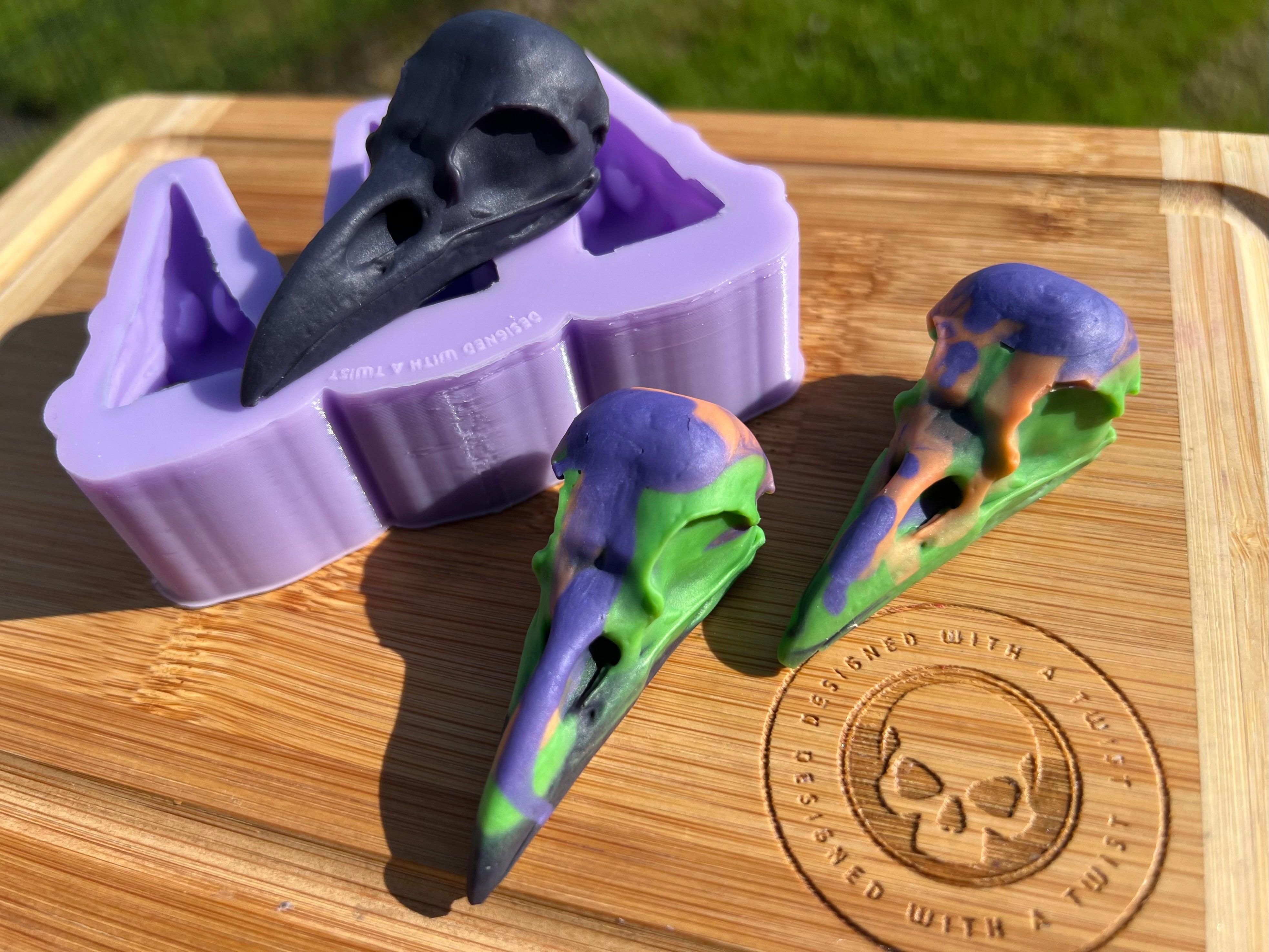 Raven Skull Wax Melt Silicone Mold - Designed with a Twist - Top quality silicone molds made in the UK.