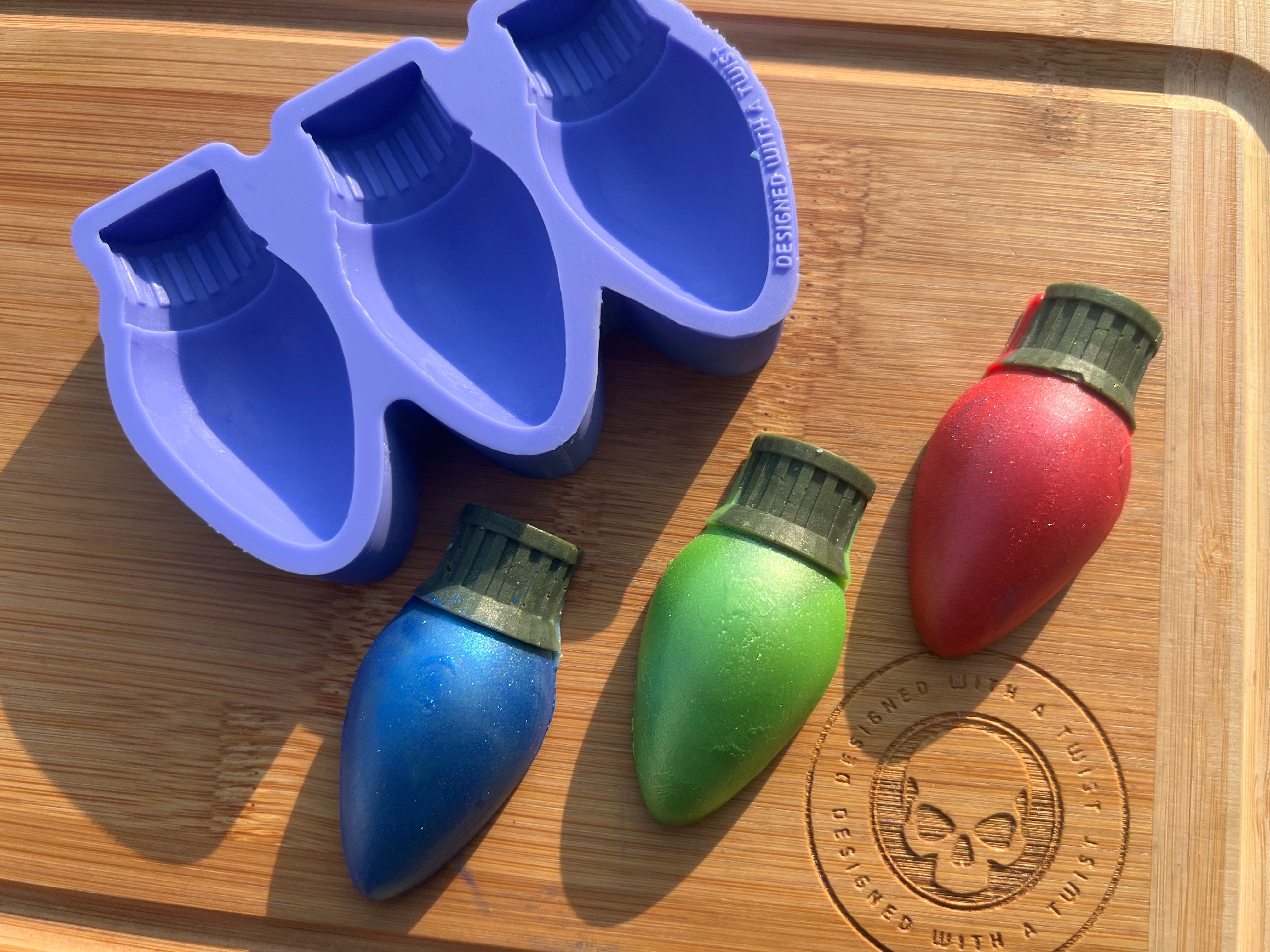 Retro Christmas Light Wax Melt Silicone Mold - Designed with a Twist - Top quality silicone molds made in the UK.