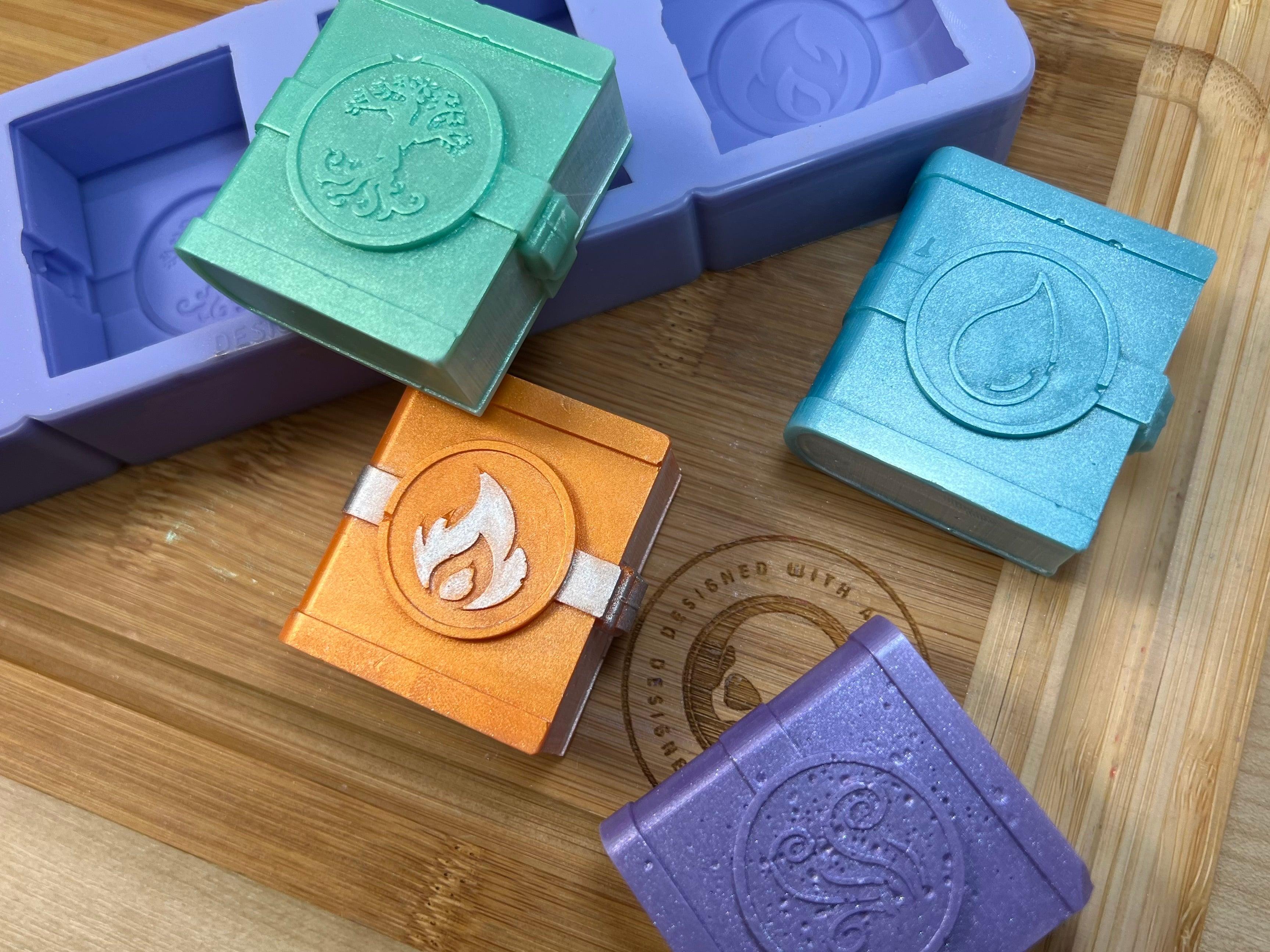 3D Elemental Spell books Wax Melt Silicone Mold - Designed with a Twist - Top quality silicone molds made in the UK.