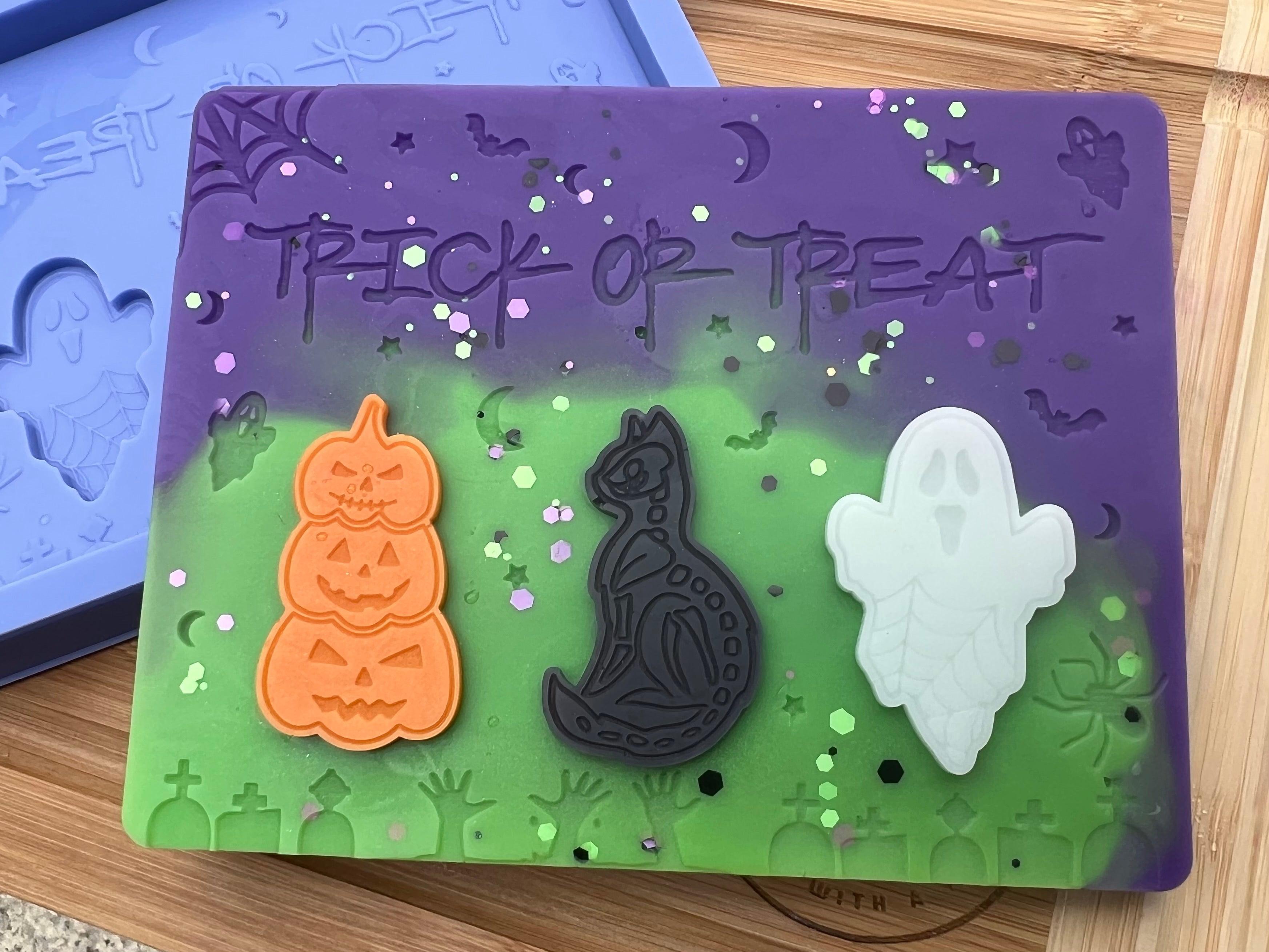 Trick or Treat Halloween Slab Silicone Mold - Designed with a Twist - Top quality silicone molds made in the UK.