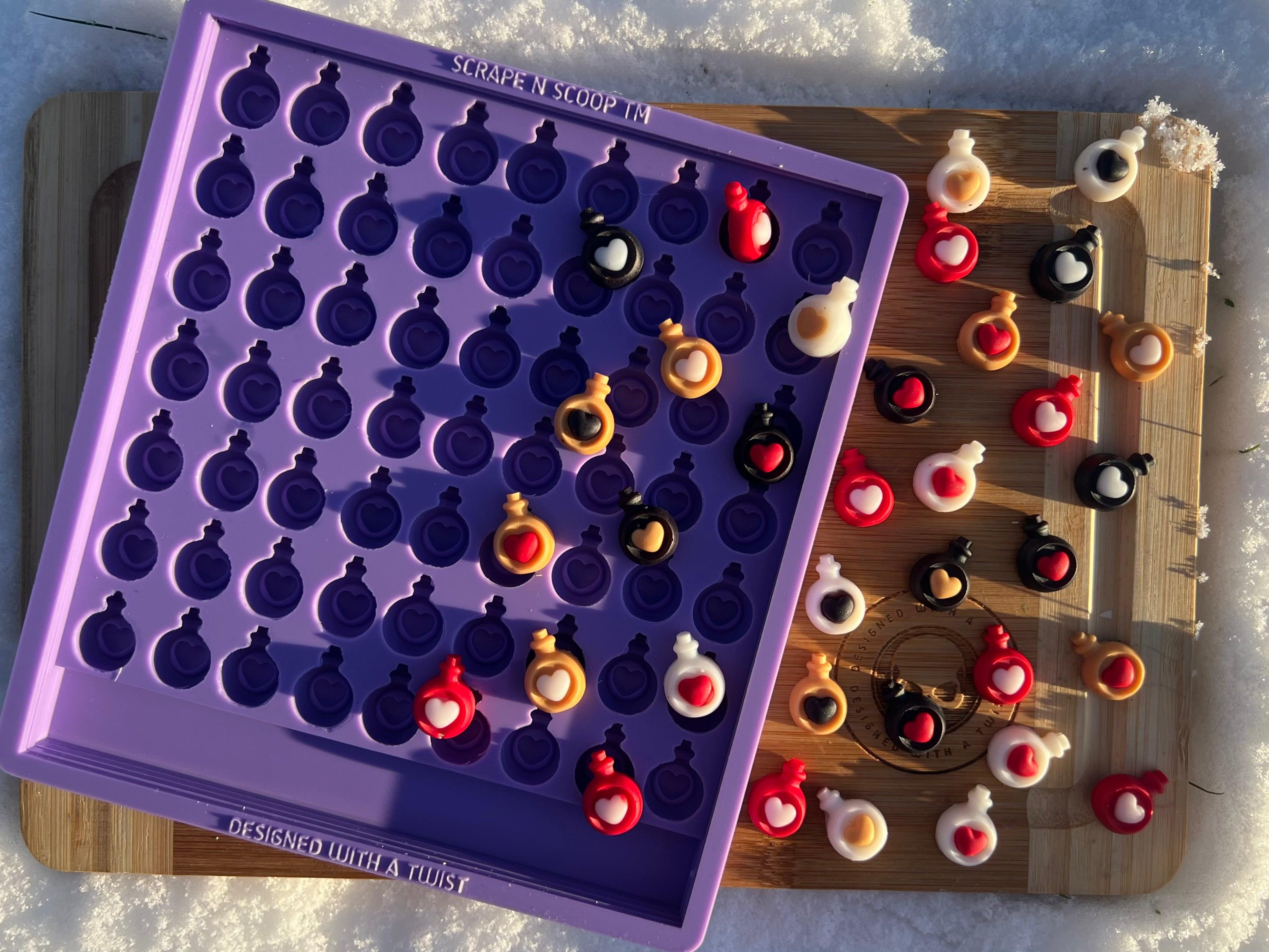 Love Potion Bottle Scrape n Scoop Wax Tray Silicone Mold - Designed with a Twist - Top quality silicone molds made in the UK.