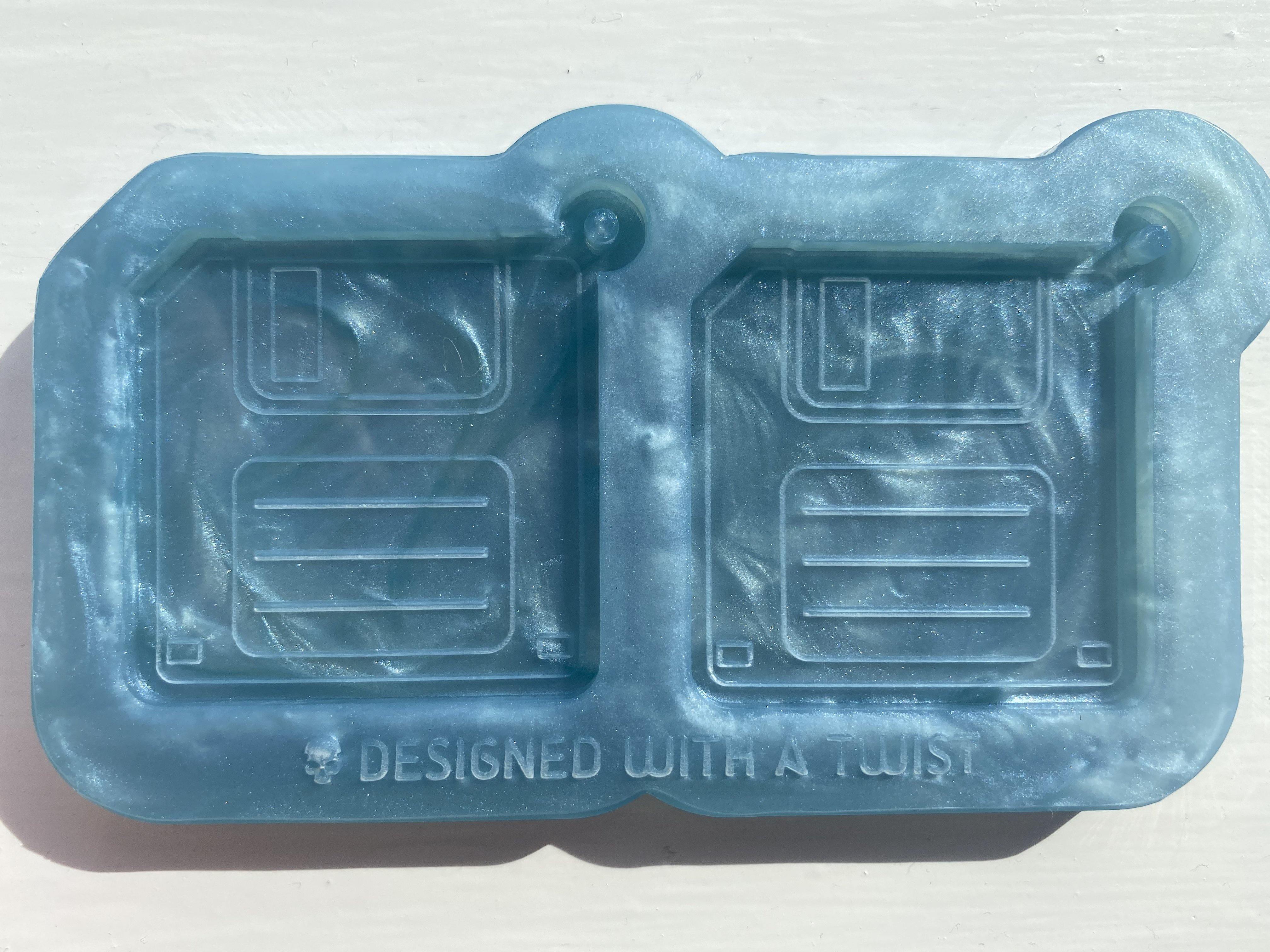 Floppy Disk Earring Silicone Mold - Designed with a Twist - Top quality silicone molds made in the UK.