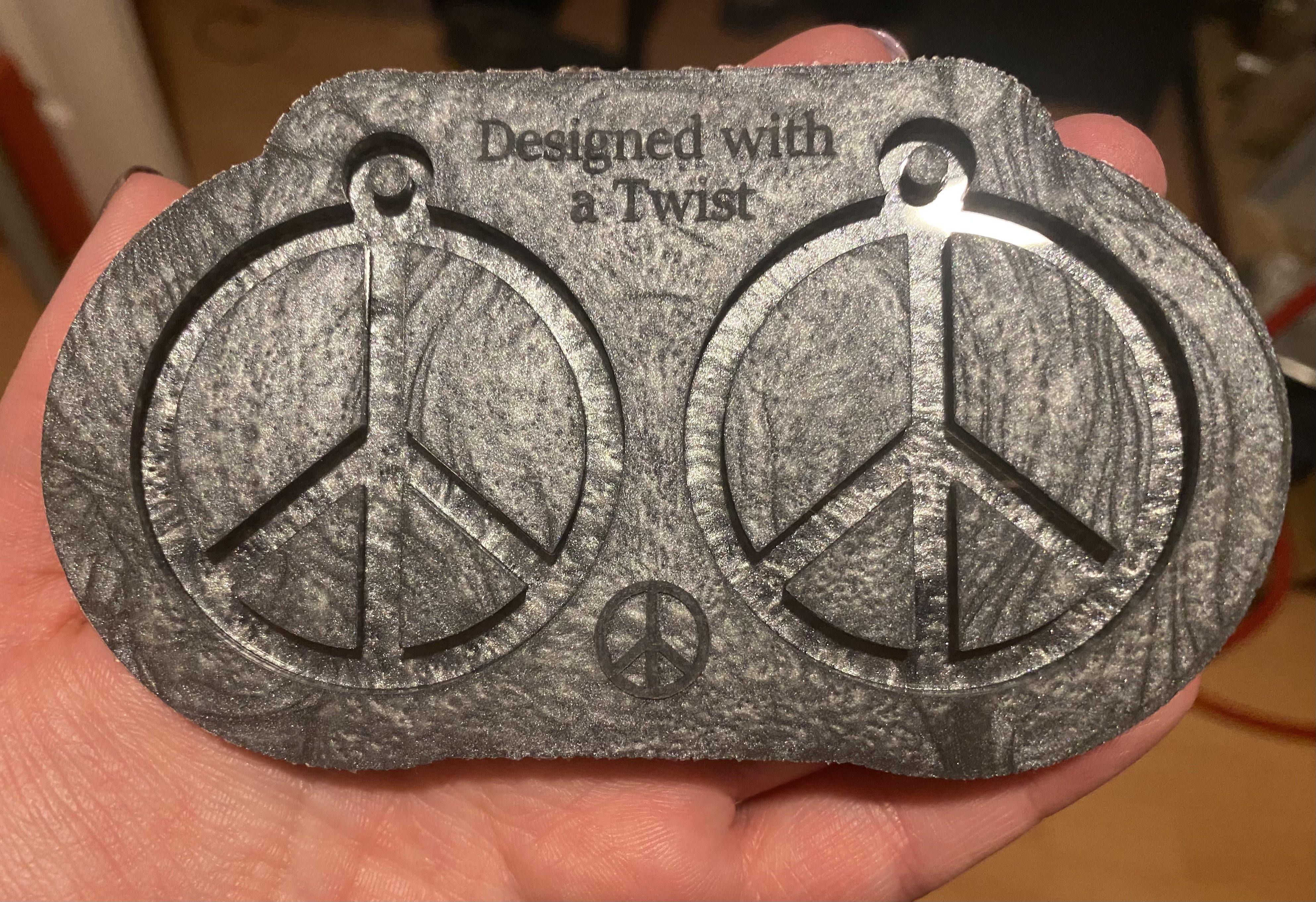 Peace Sign Earring Silicone Mold - Designed with a Twist - Top quality silicone molds made in the UK.