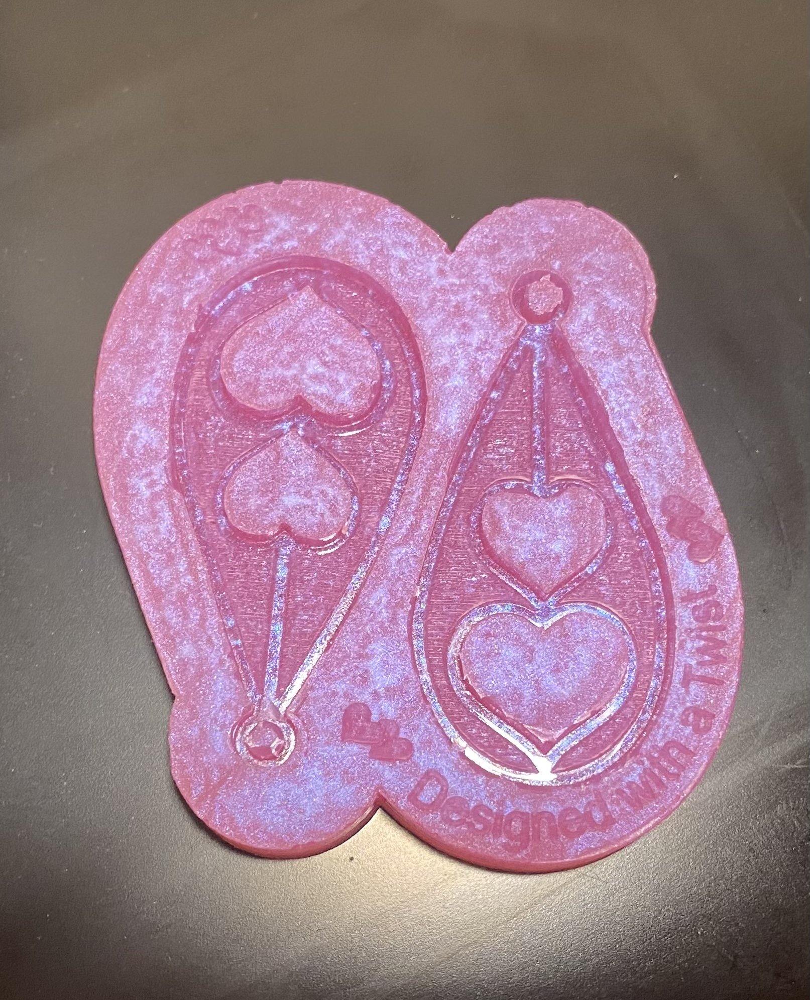 Heart Droplet Earring Silicone Mold - Designed with a Twist - Top quality silicone molds made in the UK.