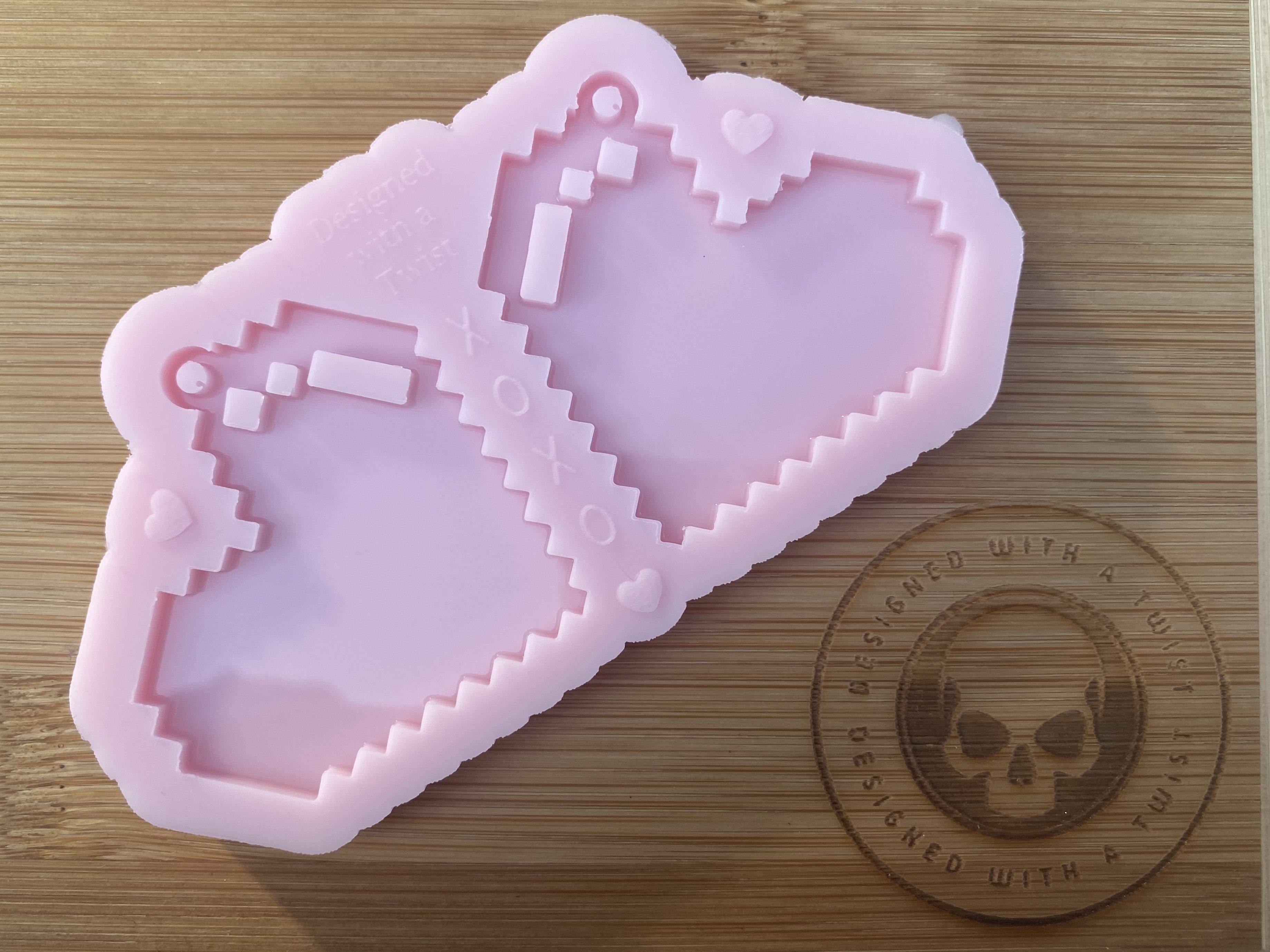 Digital Heart Earring Silicone Mold - Designed with a Twist - Top quality silicone molds made in the UK.