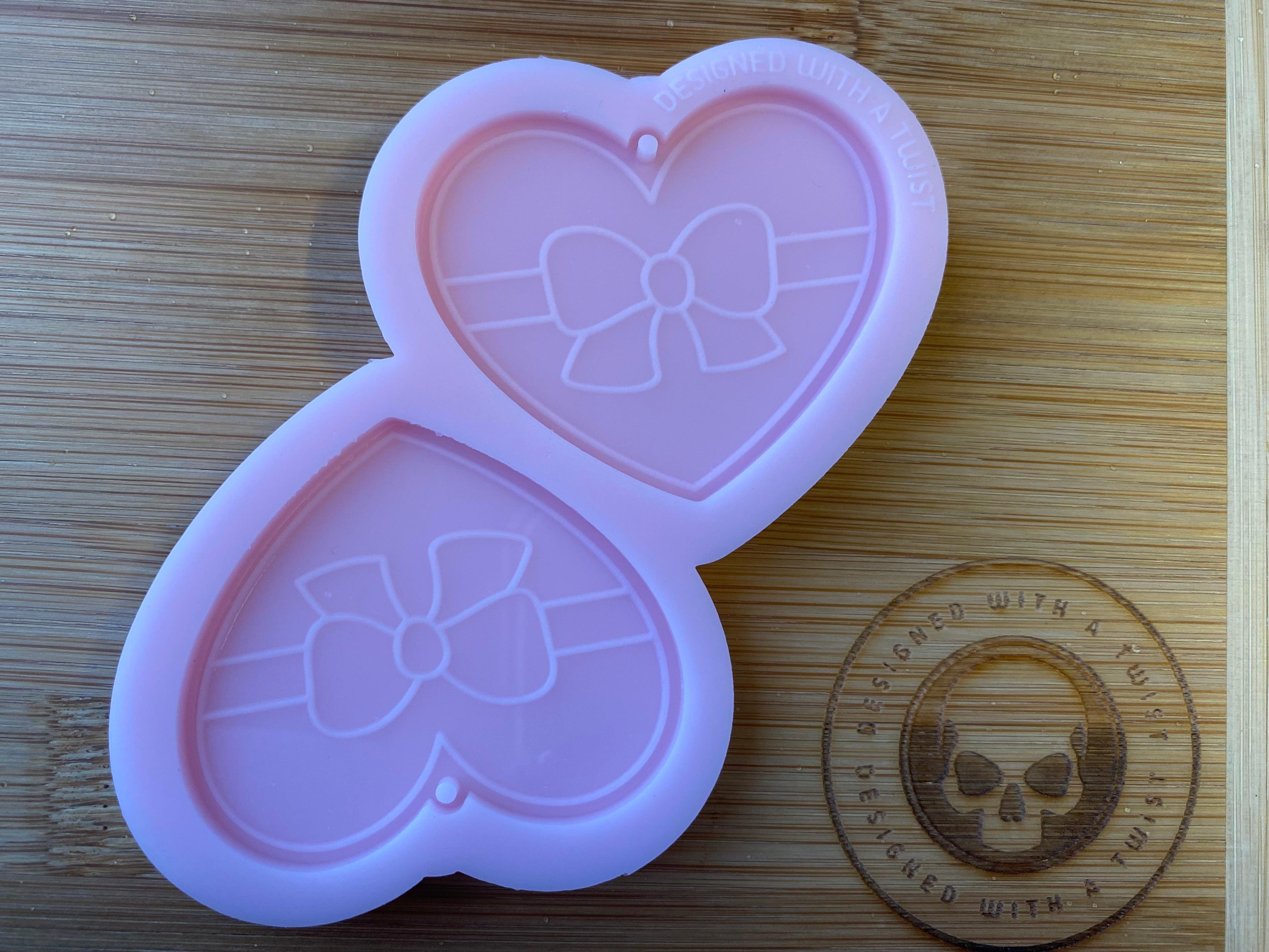 Bow Heart Earring Silicone Mold - Designed with a Twist - Top quality silicone molds made in the UK.