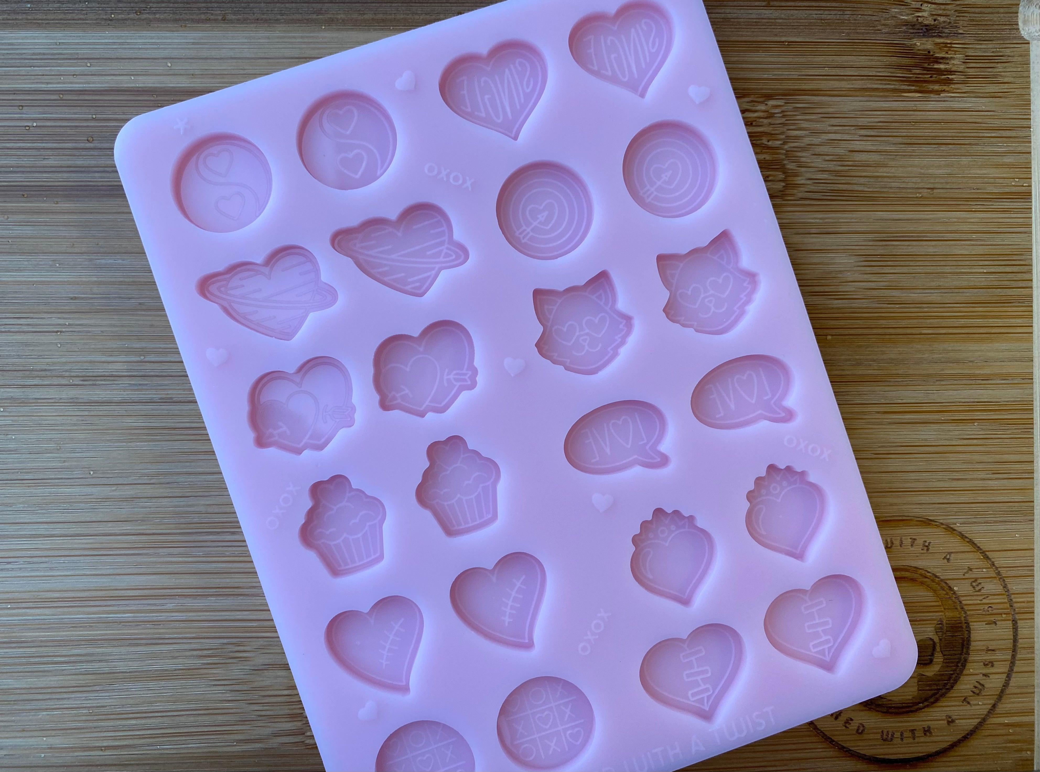 Valentines Mix & Match Stud Earring Silicone Mold - Designed with a Twist - Top quality silicone molds made in the UK.