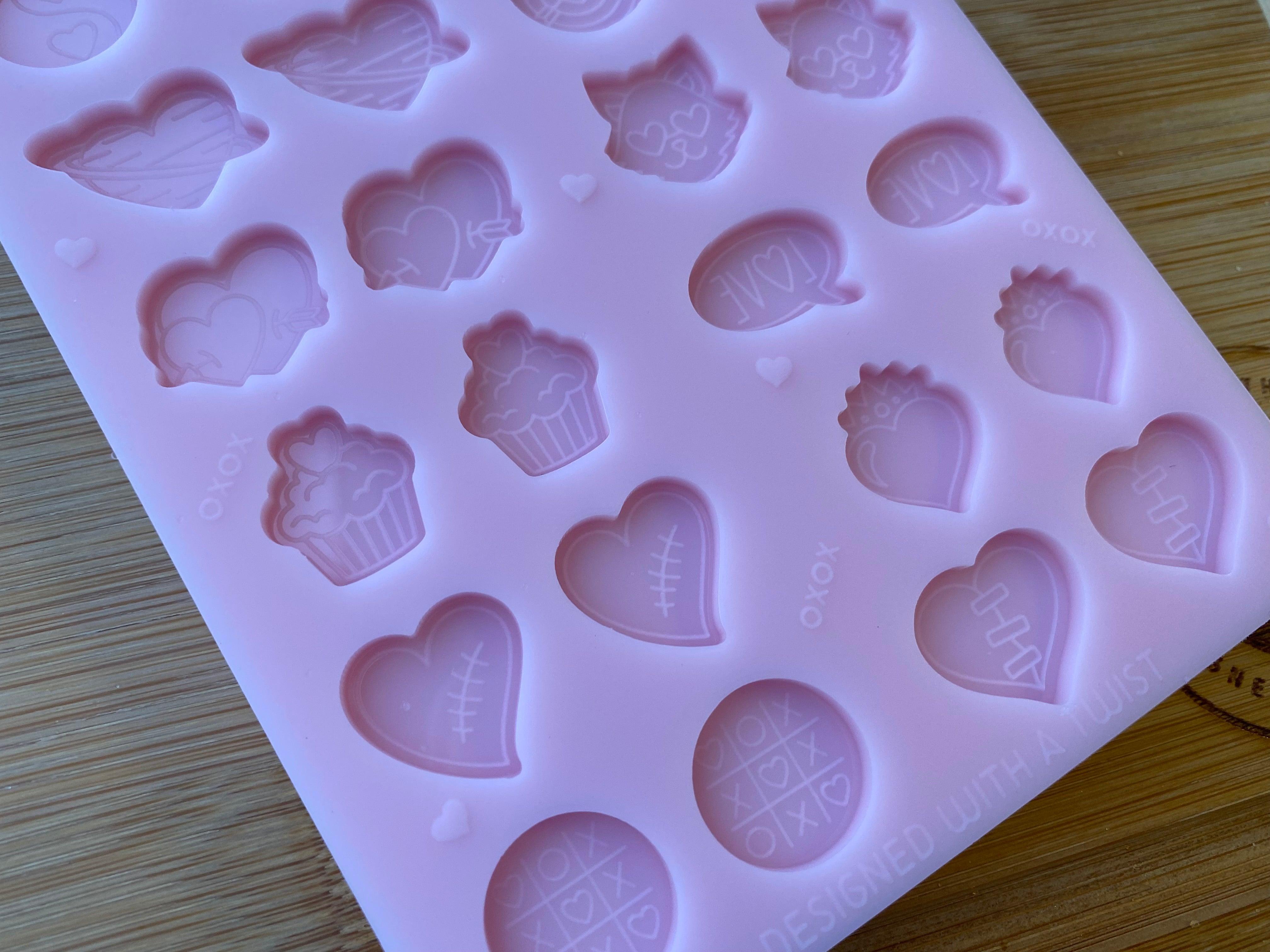 Valentines Mix & Match Stud Earring Silicone Mold - Designed with a Twist - Top quality silicone molds made in the UK.