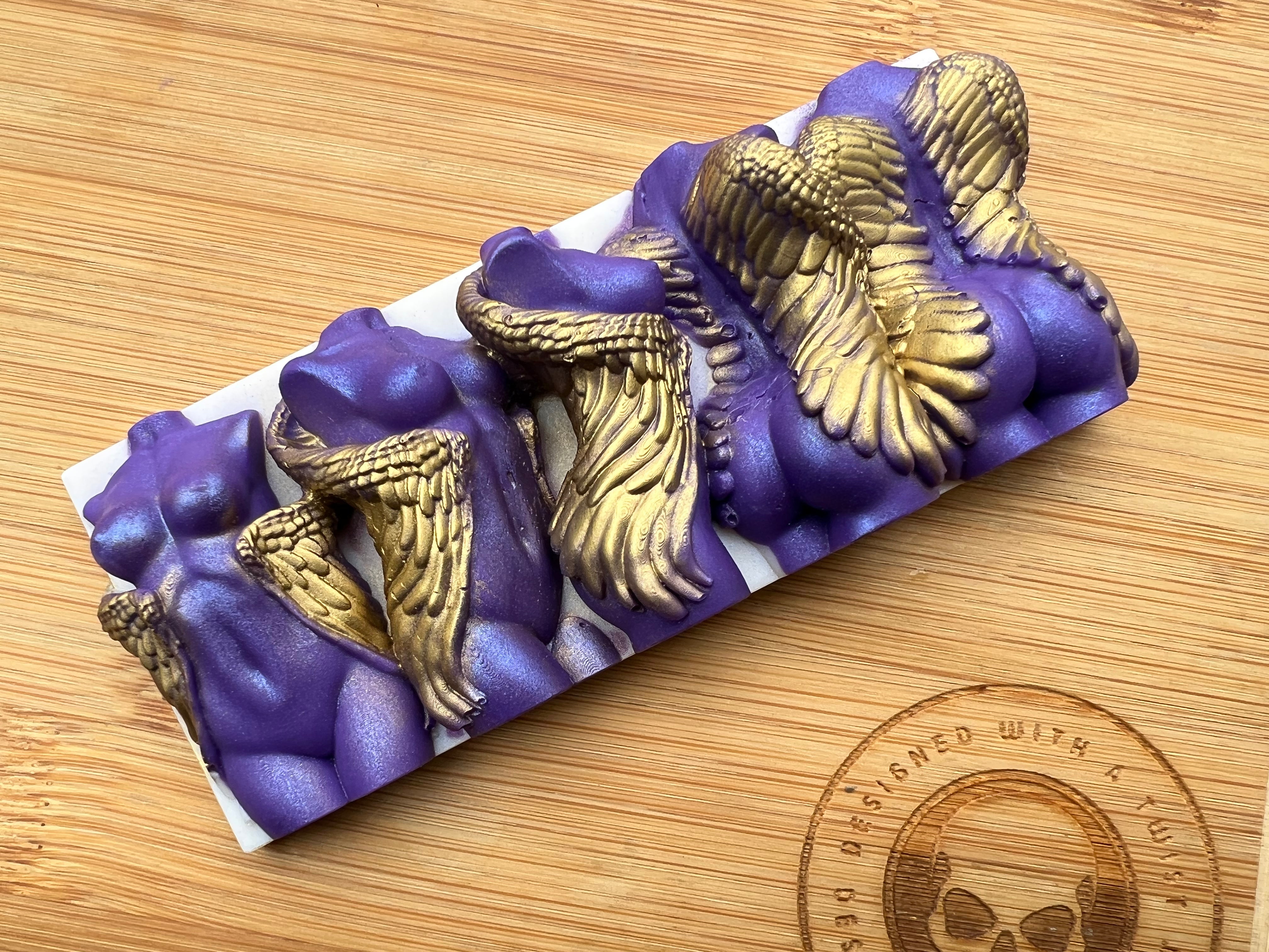 Turning Angel Goddess Torso Snapbar Silicone Mold - Designed with a Twist - Top quality silicone molds made in the UK.