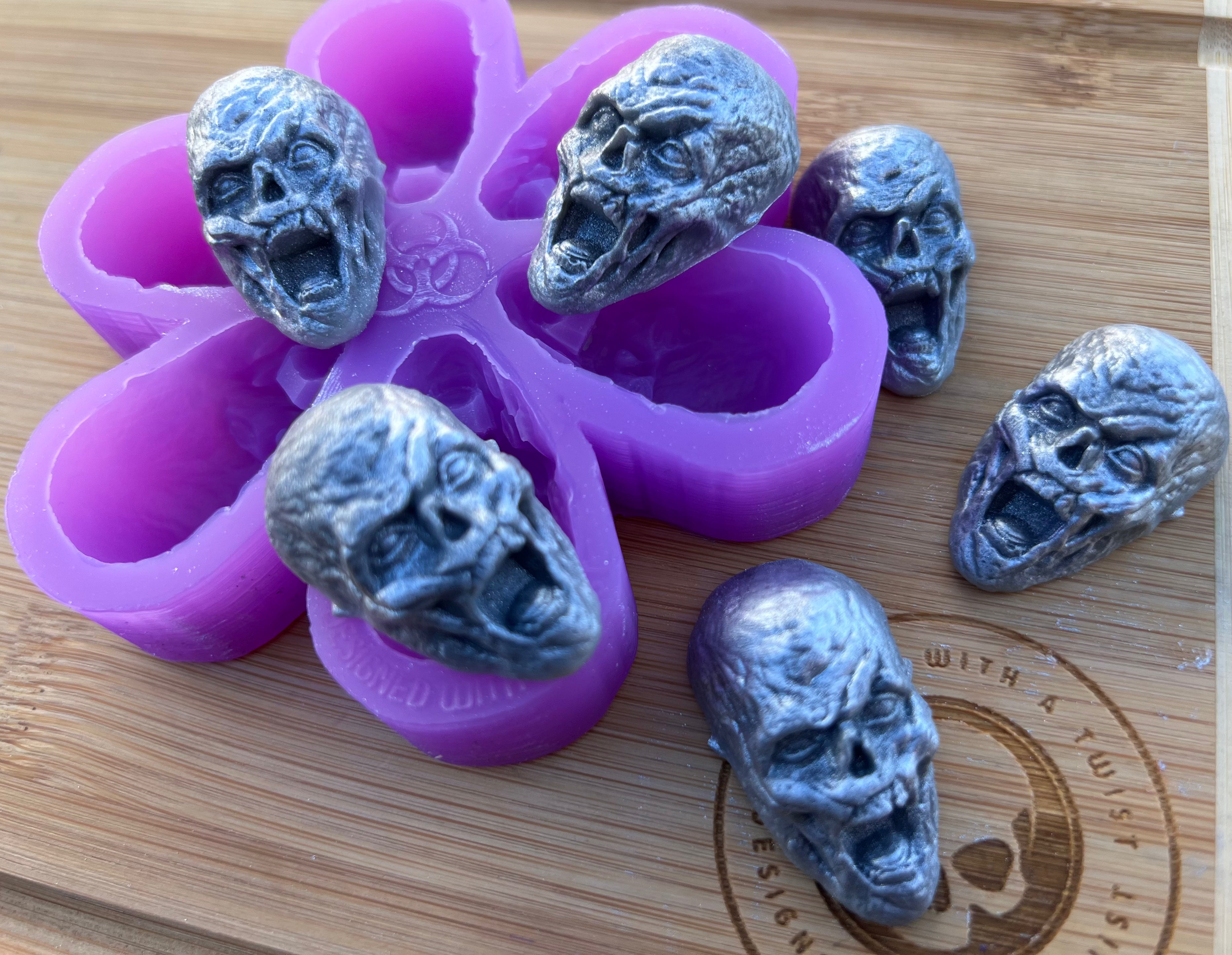 Zombie Head Wax Melt Silicone Mold - Designed with a Twist - Top quality silicone molds made in the UK.