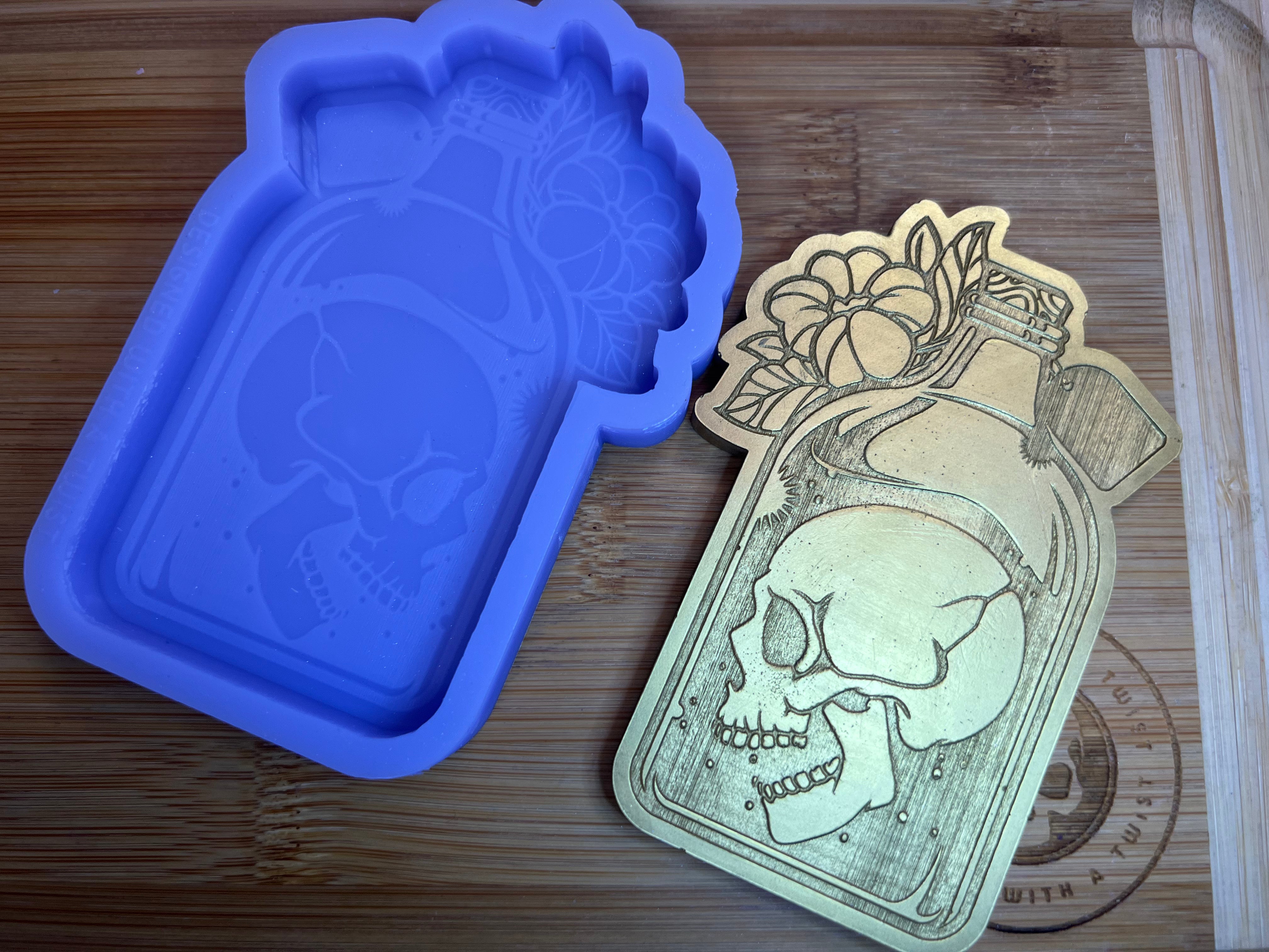Single Skull Bottle Wax Melt Silicone Mold - Designed with a Twist - Top quality silicone molds made in the UK.