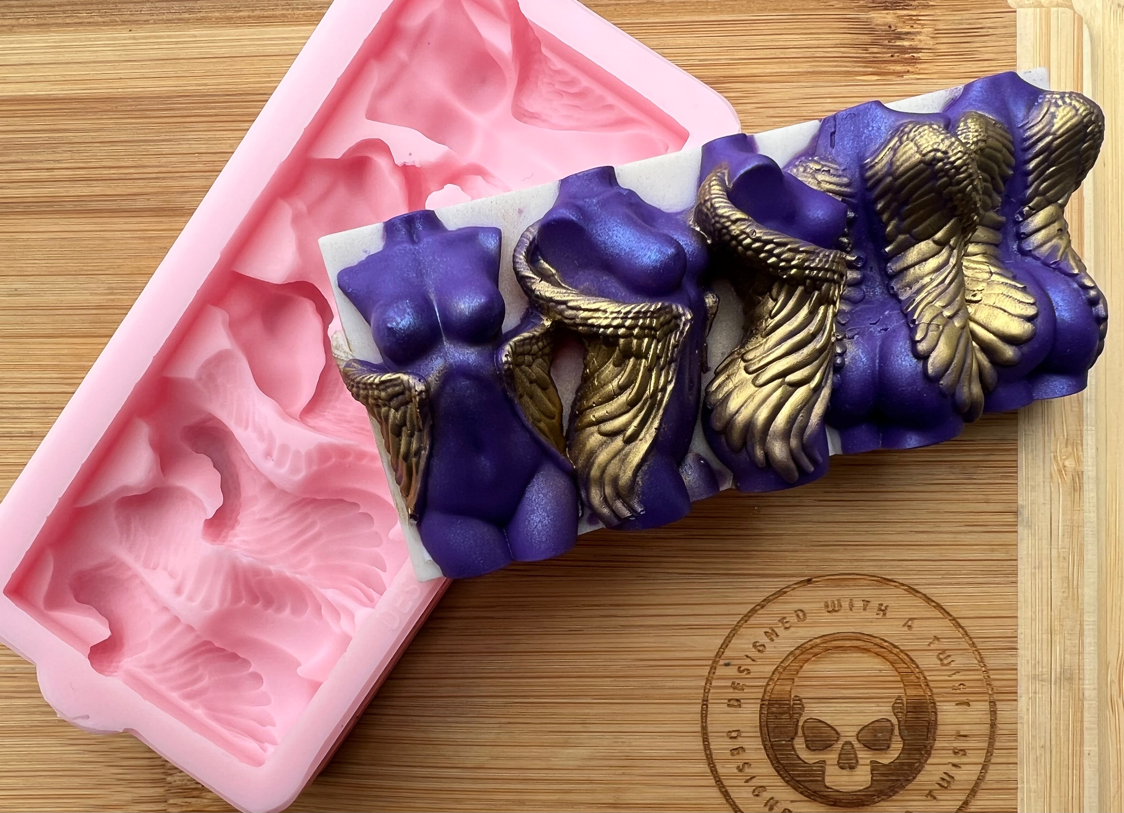 Turning Angel Goddess Torso Snapbar Silicone Mold - Designed with a Twist - Top quality silicone molds made in the UK.