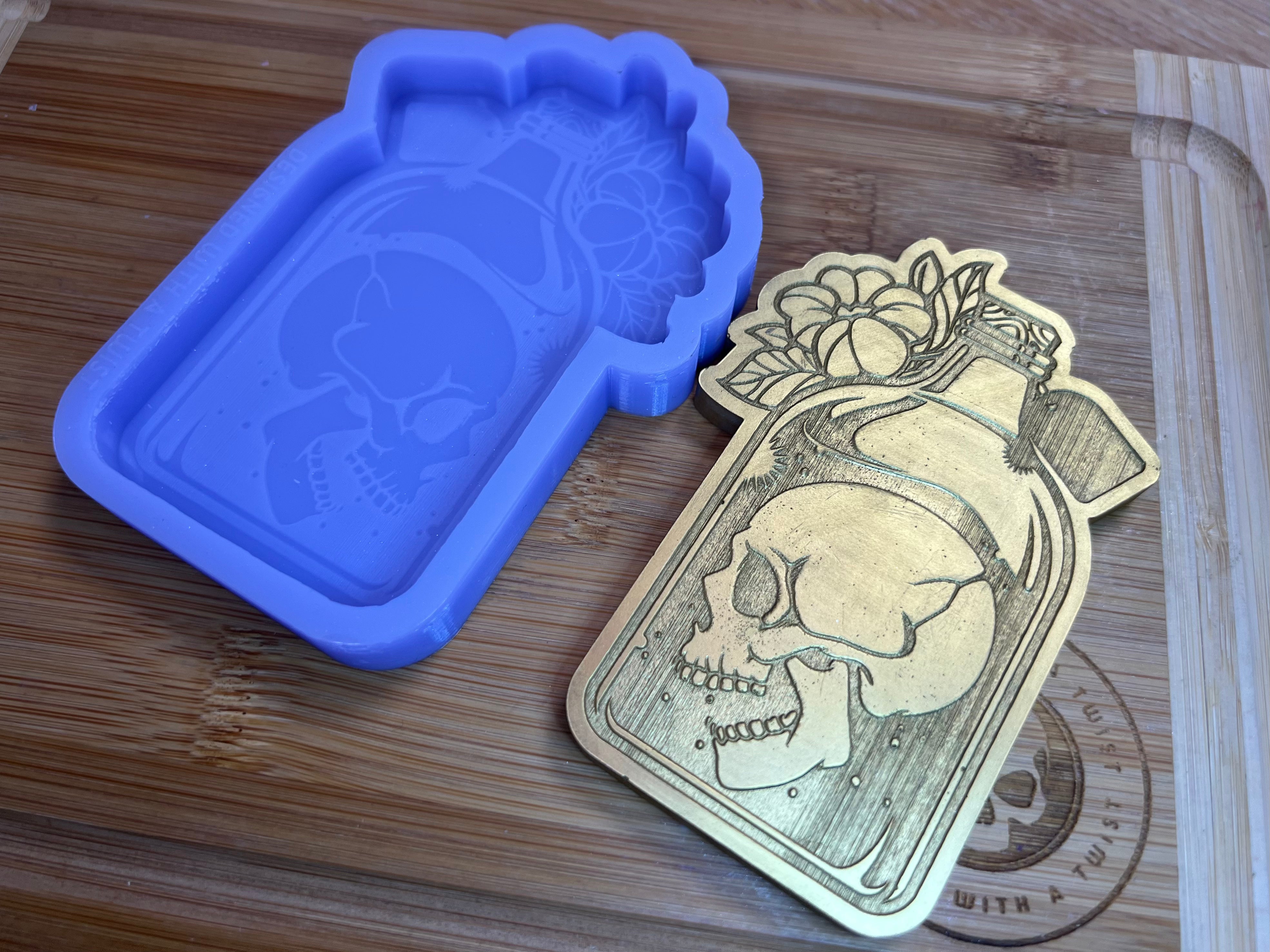 Single Skull Bottle Wax Melt Silicone Mold - Designed with a Twist - Top quality silicone molds made in the UK.