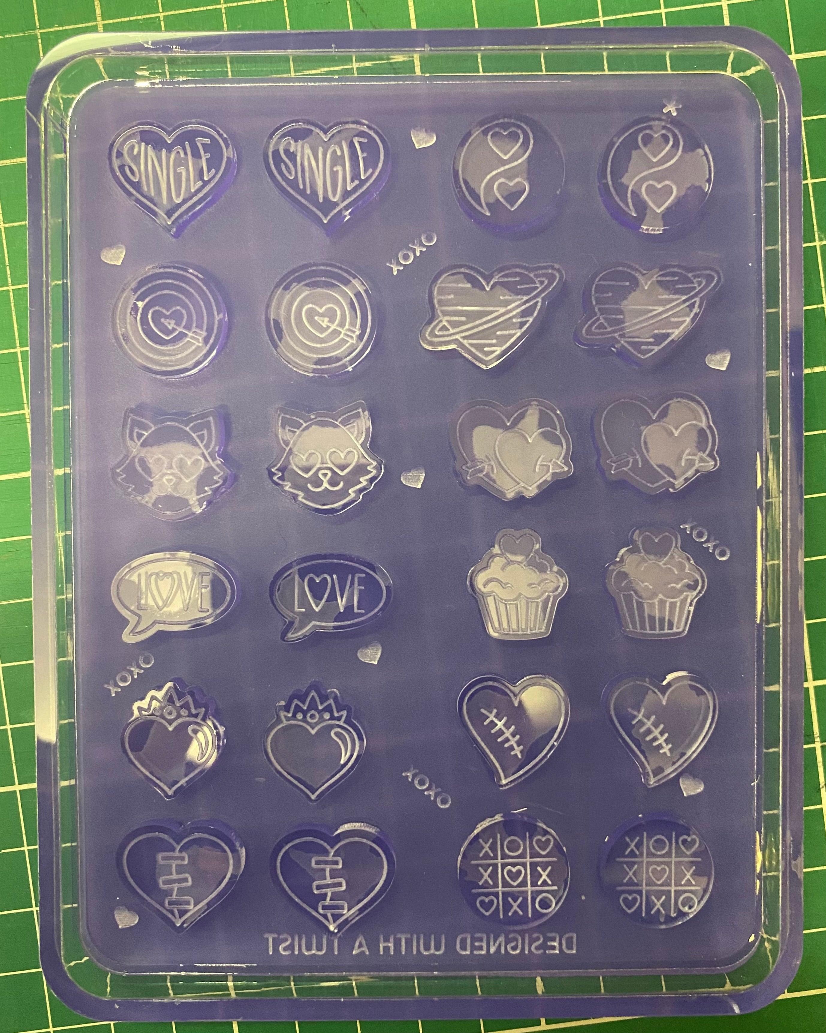 Valentines Mix & Match Stud Earring Silicone Mold - Designed with a Twist - Top quality silicone molds made in the UK.
