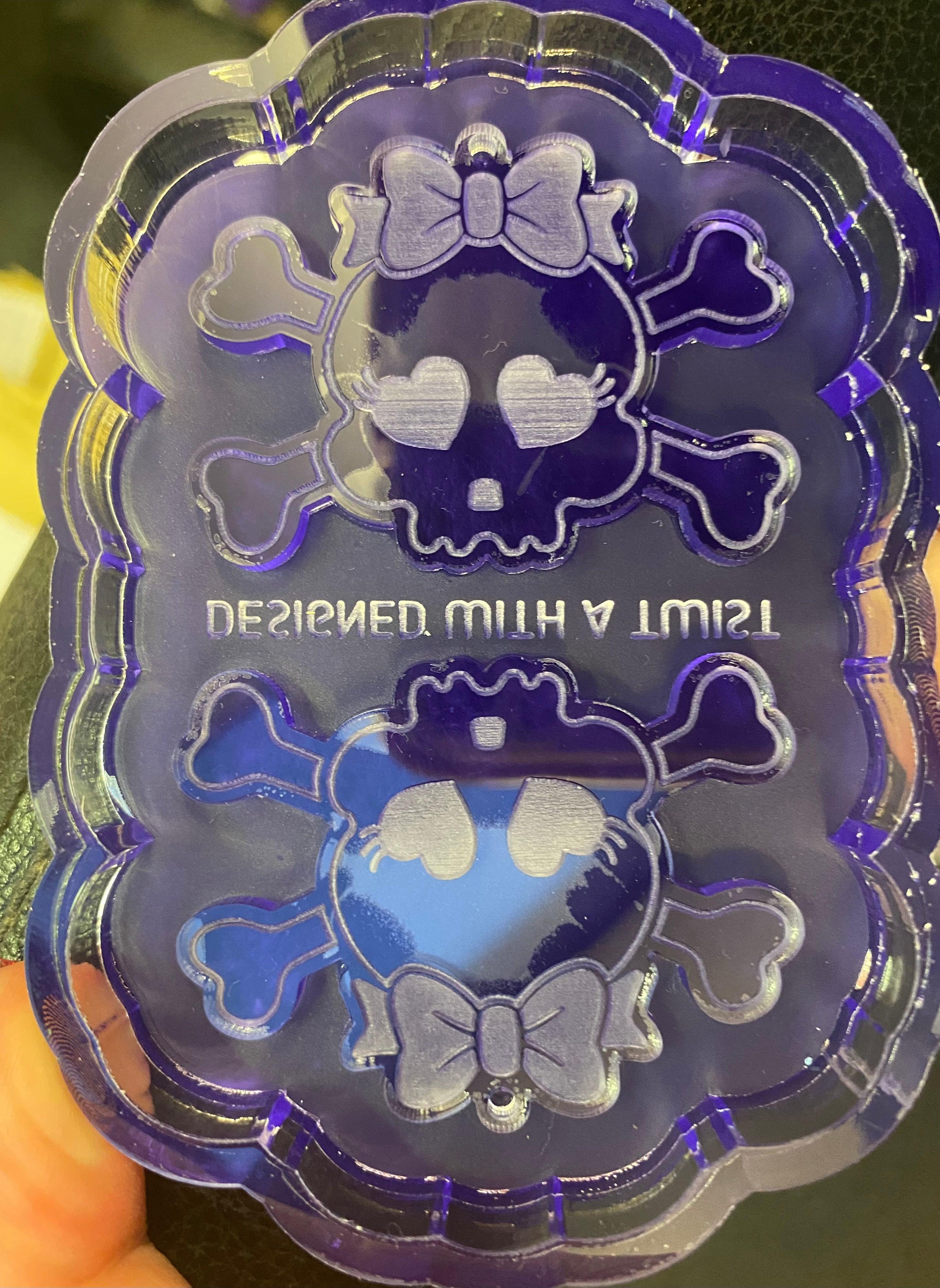 Love Skull Earring Silicone Mold - Designed with a Twist - Top quality silicone molds made in the UK.