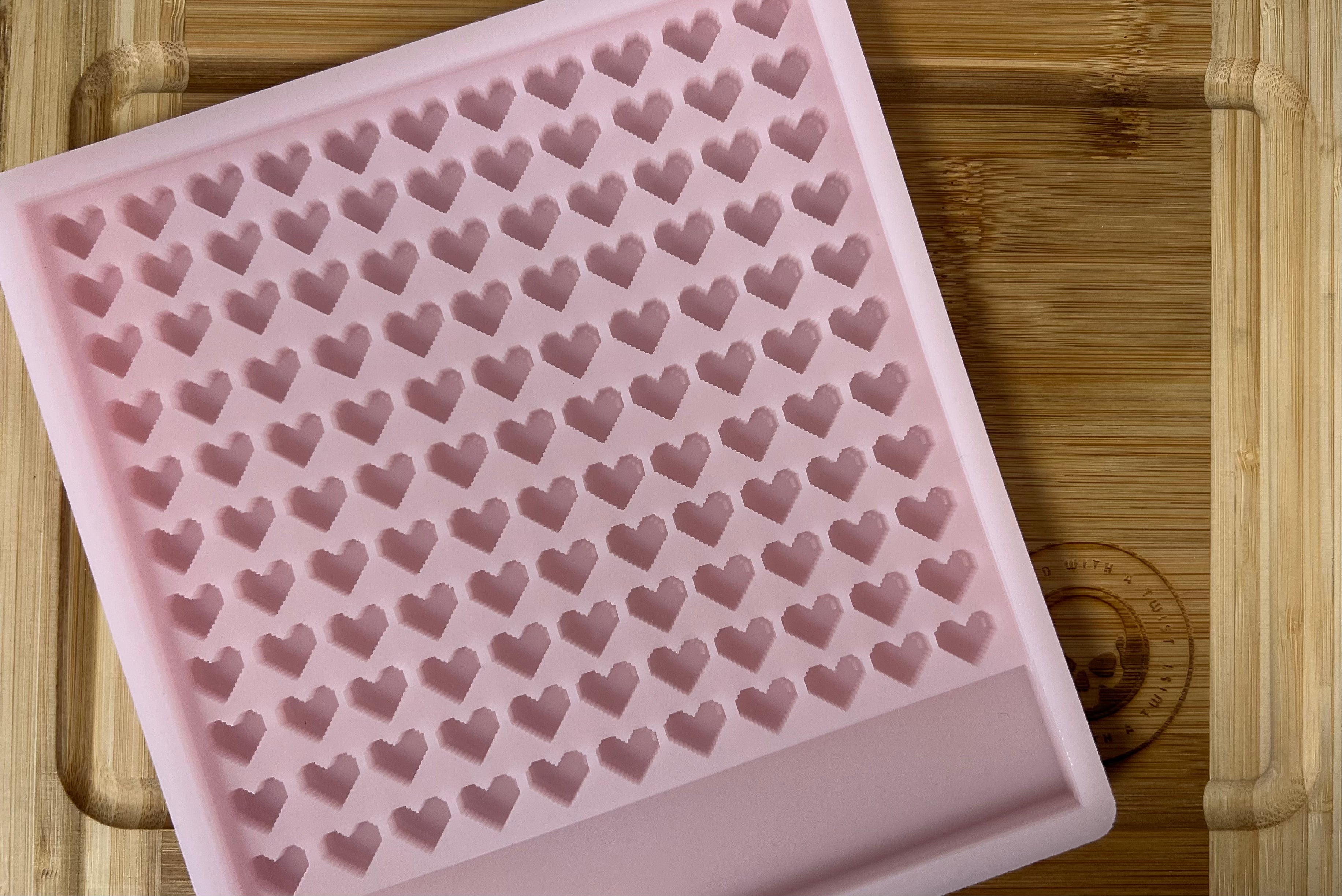 Pixel Heart Scrape n Scoop Wax Tray Silicone Mold - Designed with a Twist - Top quality silicone molds made in the UK.