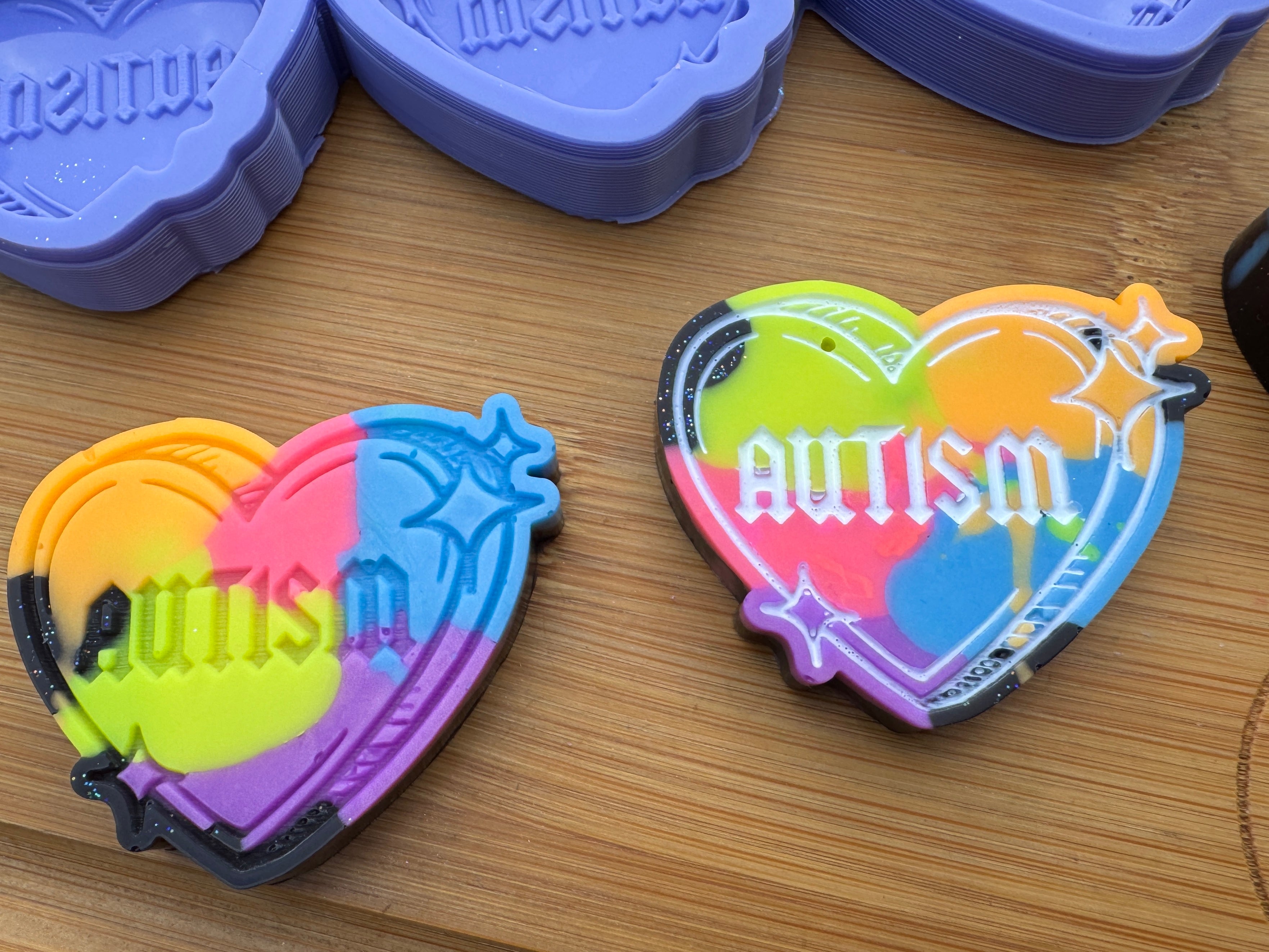 Autism Invisible Illness Awareness Heart Silicone Trio Mold