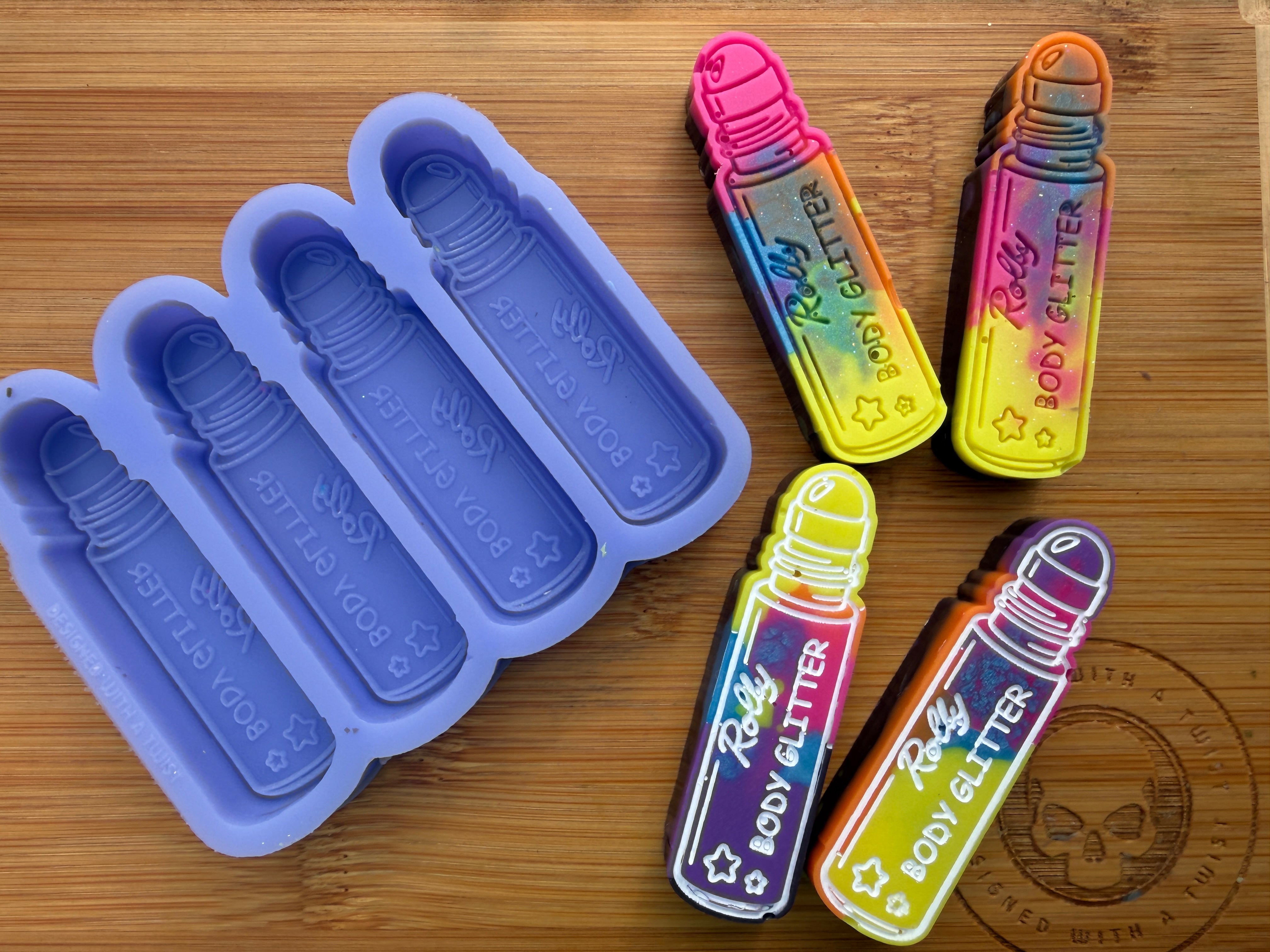 Roll On Body Glitter Silicone Mold Trio