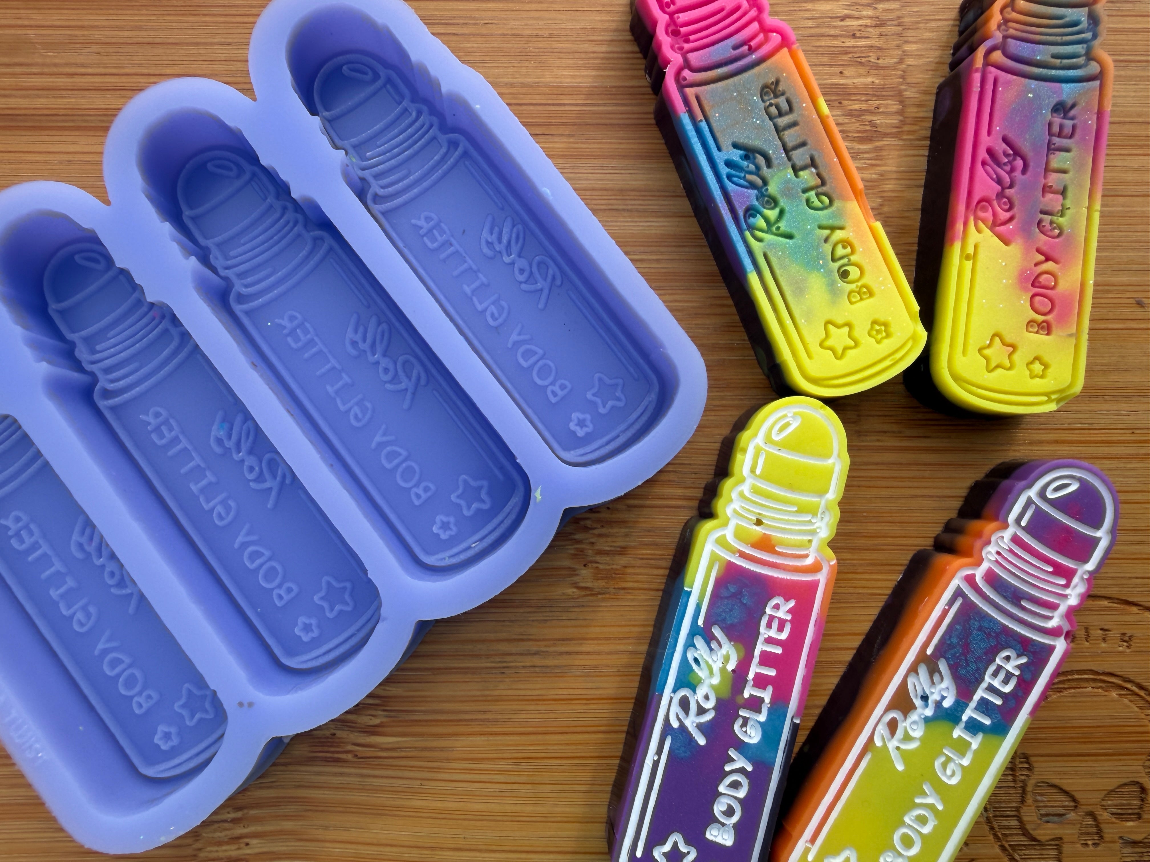 Roll On Body Glitter Silicone Mold Trio