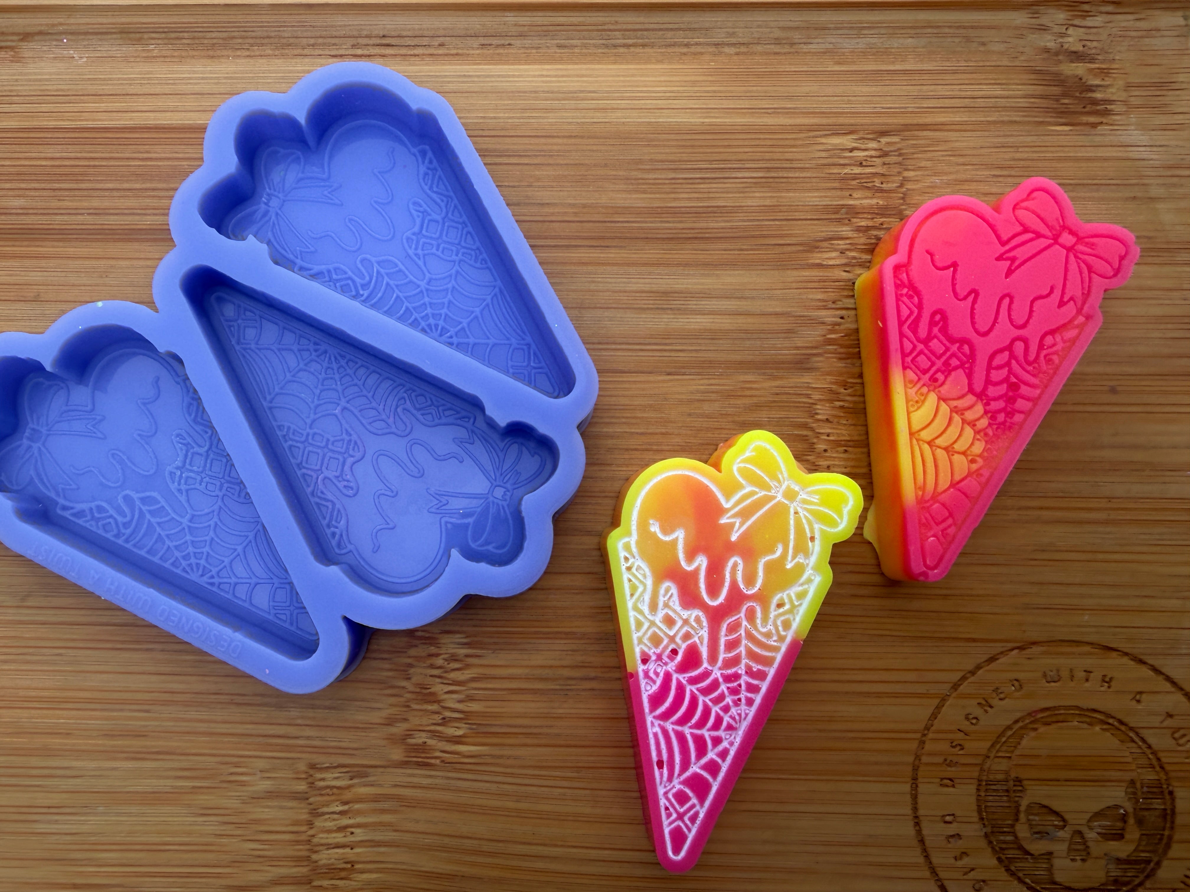 Melting Heart Ice Cream Cone Silicone Trio Mold
